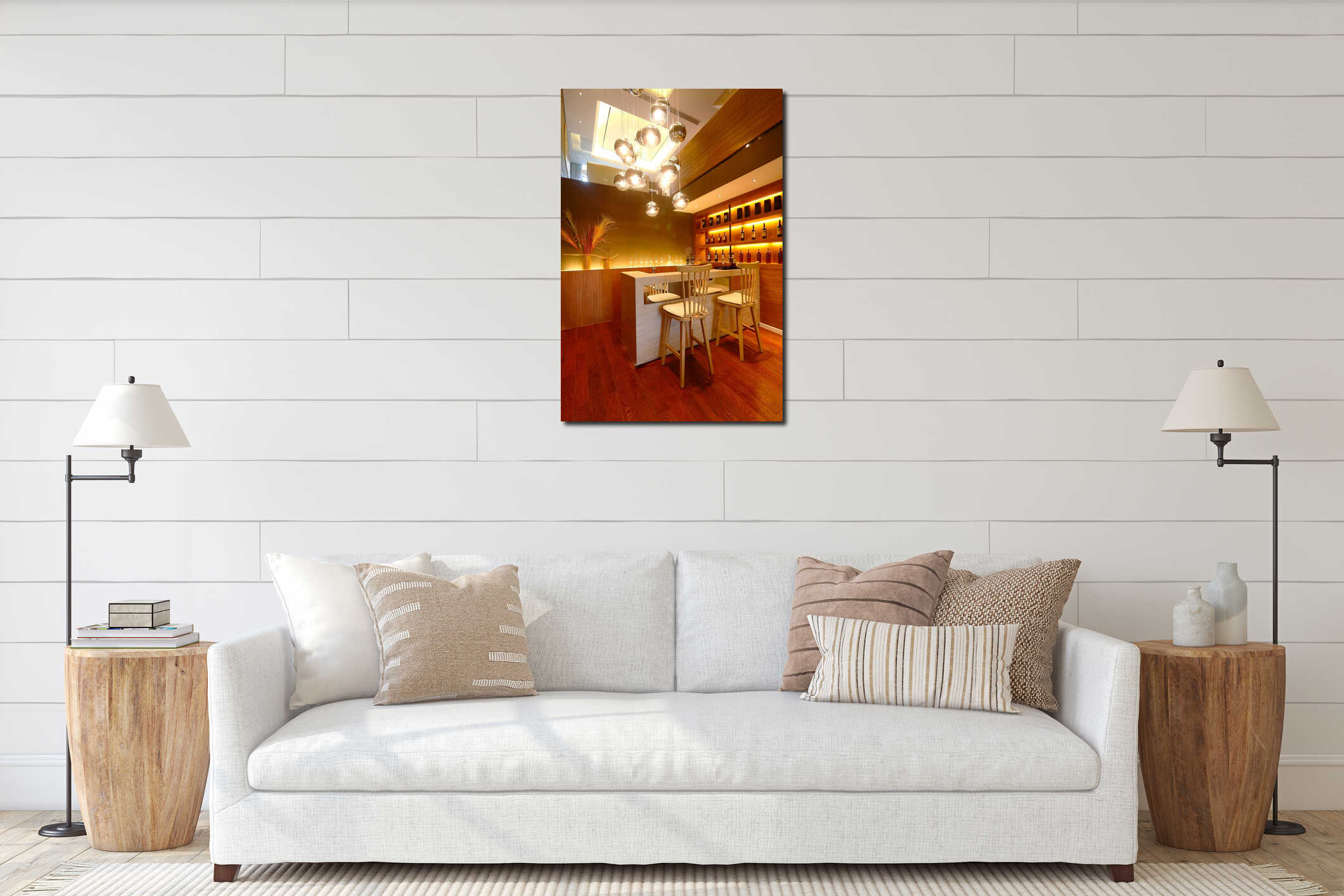 Canvas hanging interior mockup