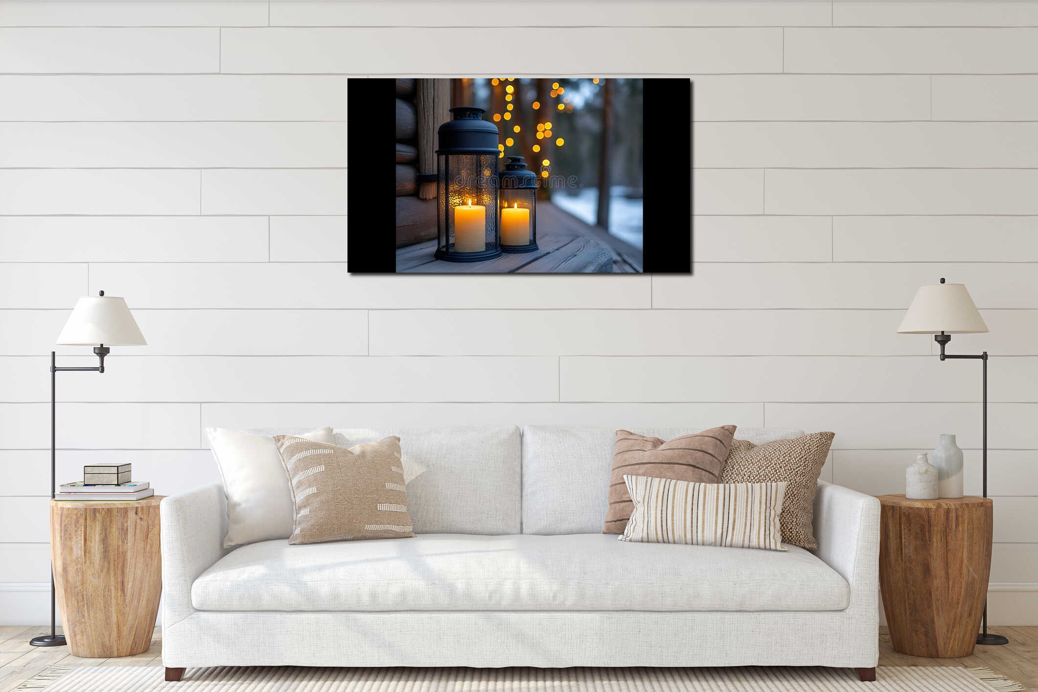 Canvas hanging interior mockup