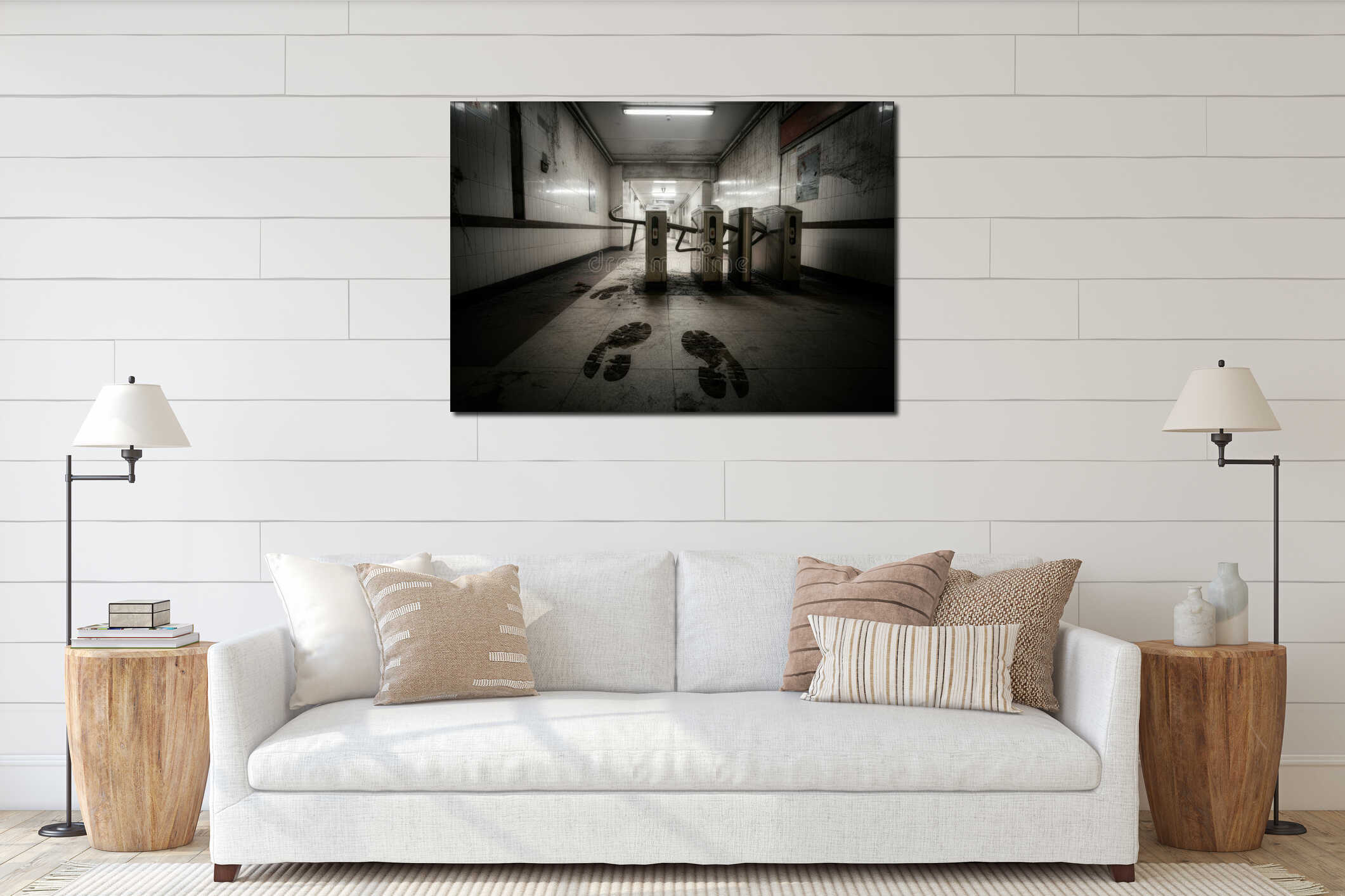 Canvas hanging interior mockup