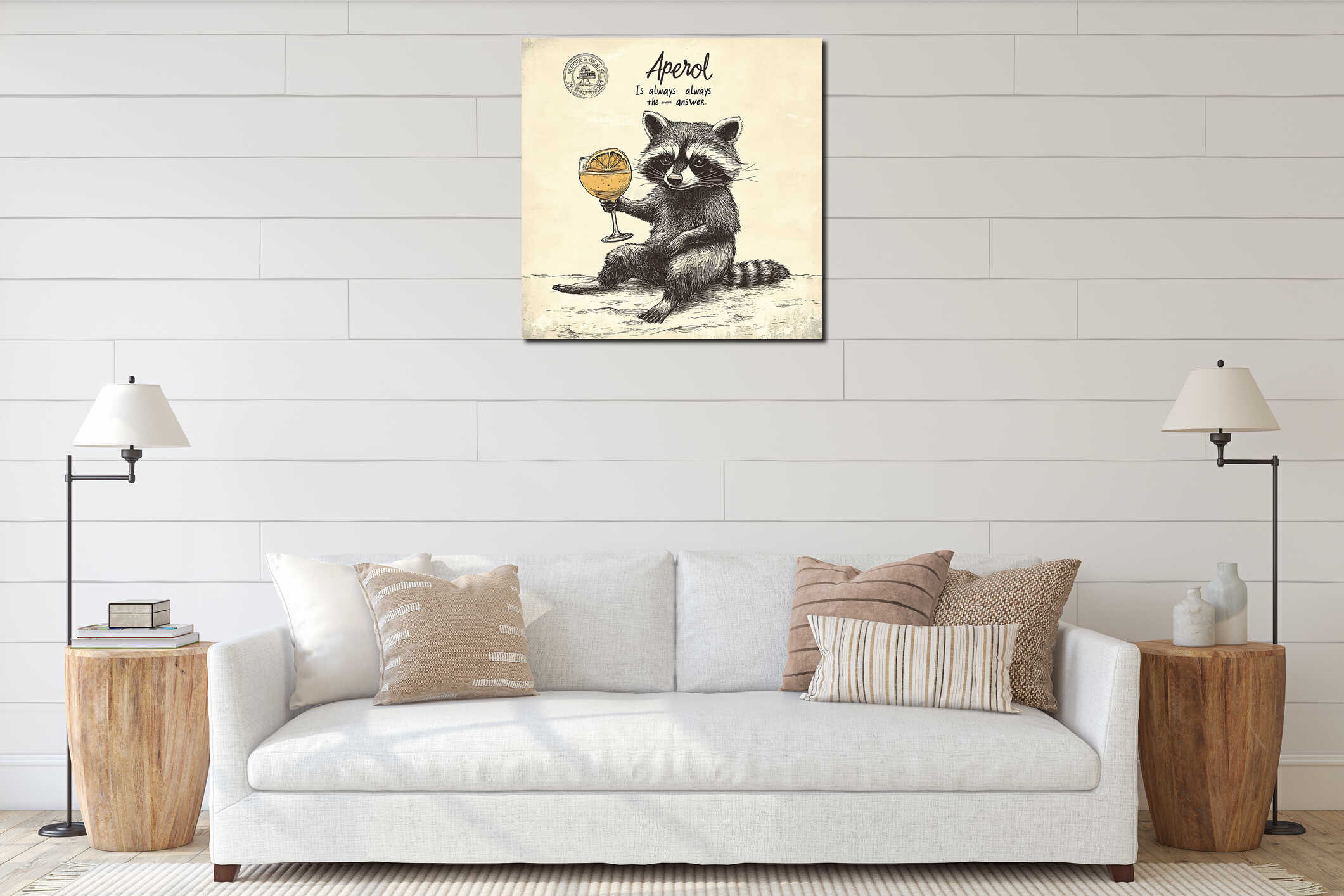 Canvas hanging interior mockup