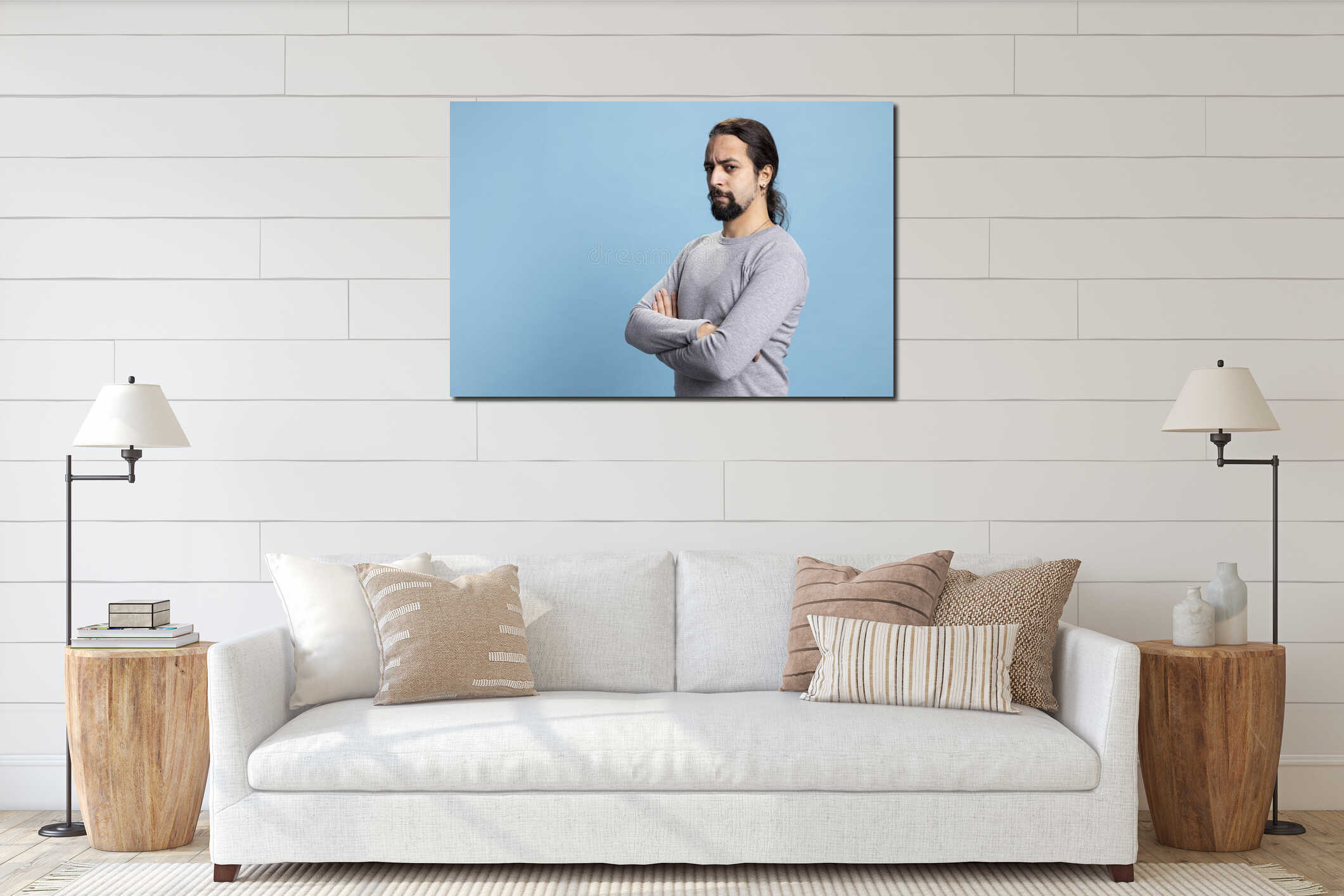 Canvas hanging interior mockup