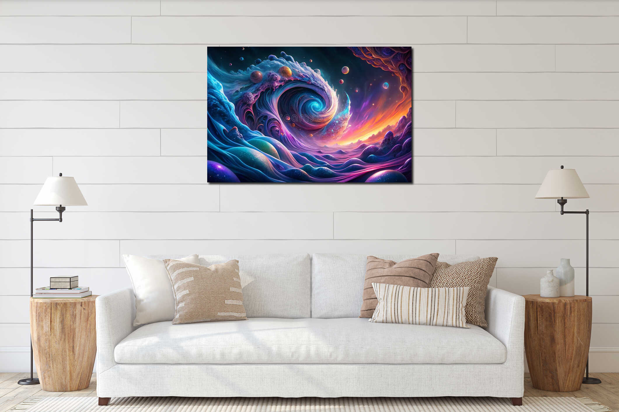 Canvas hanging interior mockup