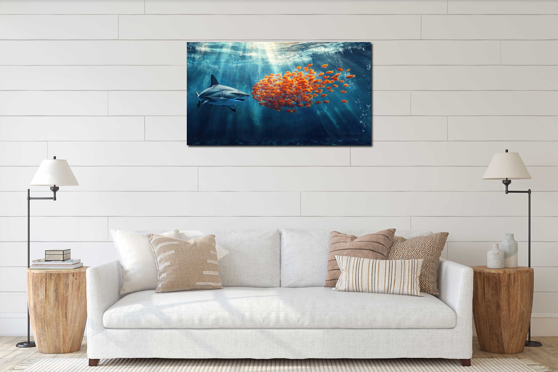 Canvas hanging interior mockup