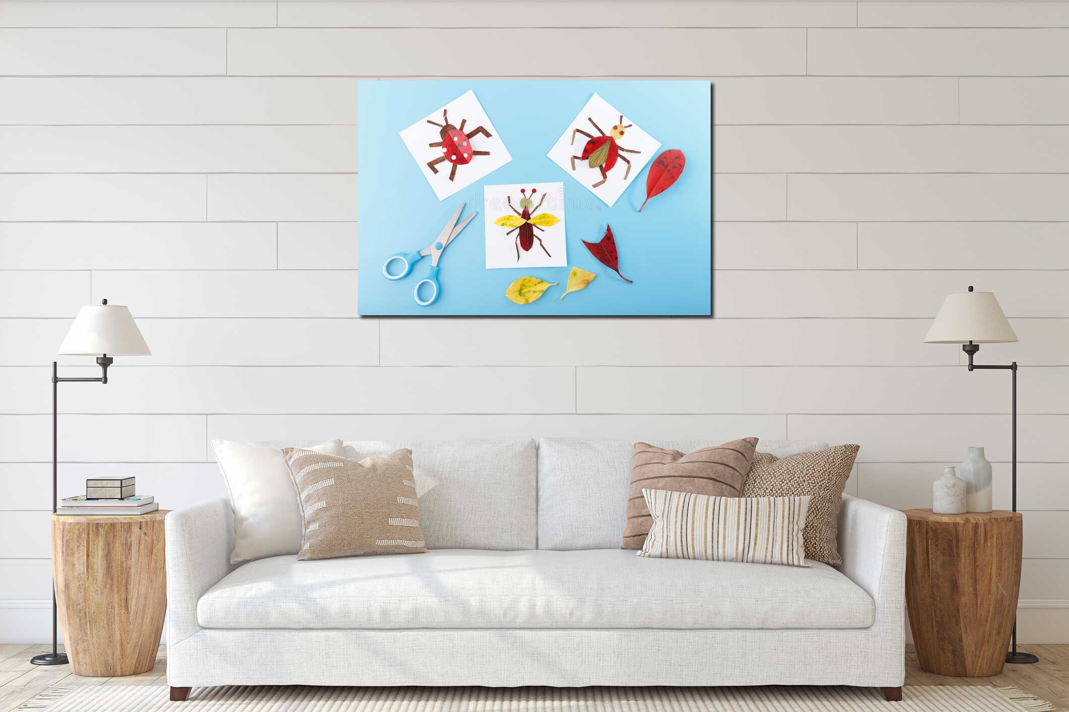 Canvas hanging interior mockup