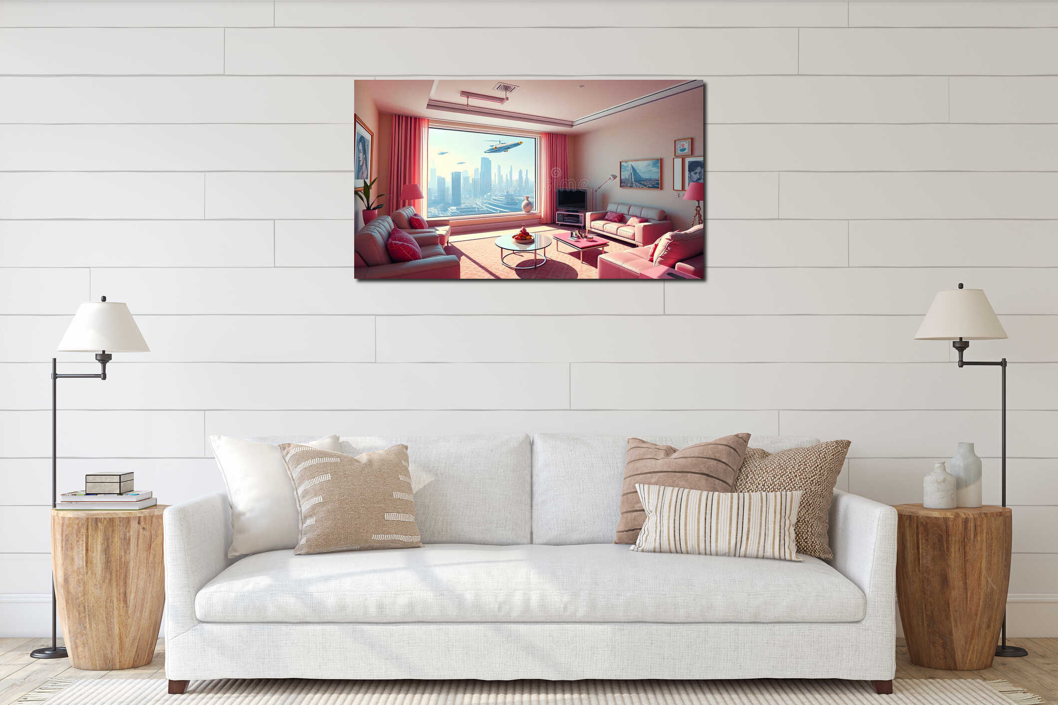 Canvas hanging interior mockup