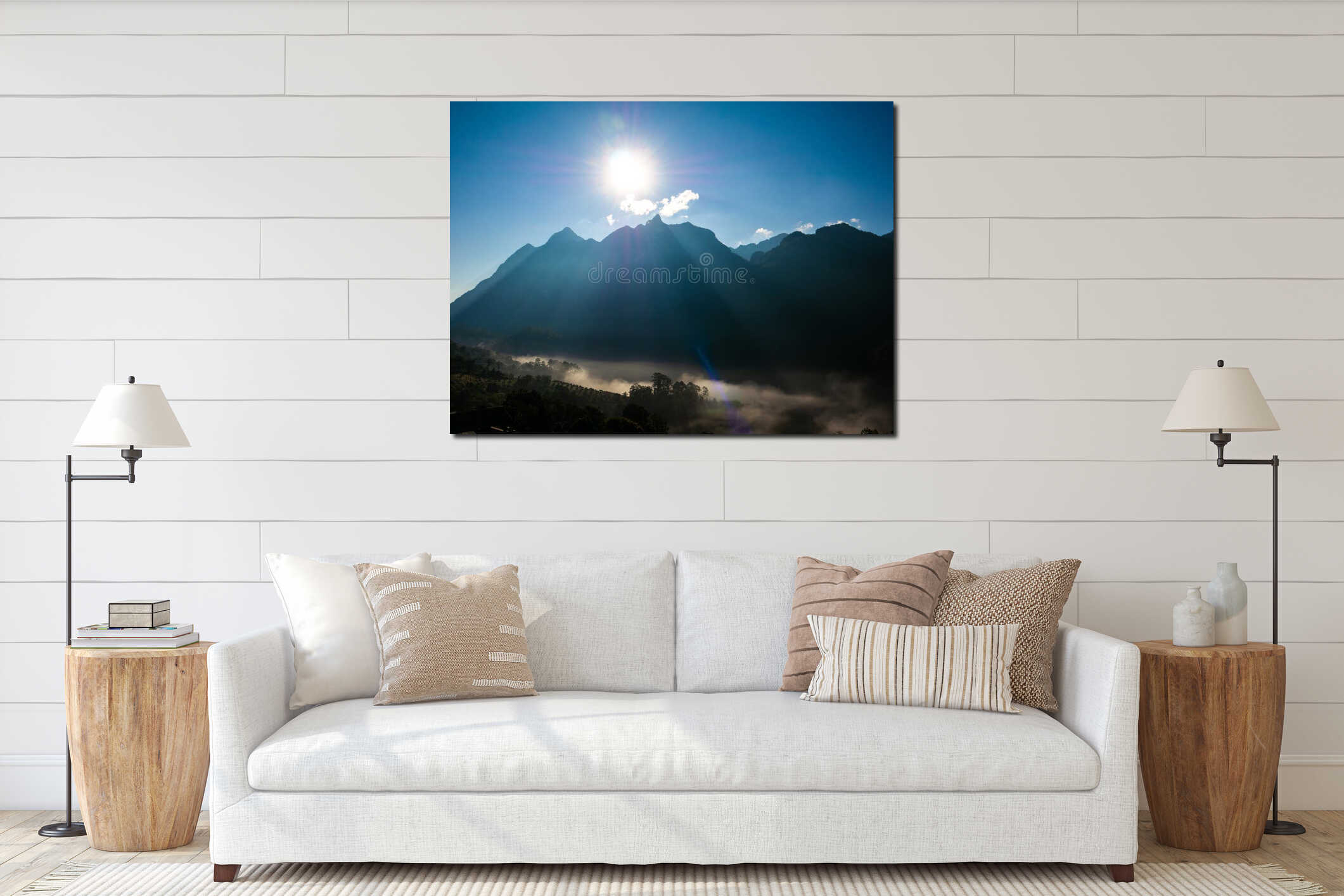 Canvas hanging interior mockup