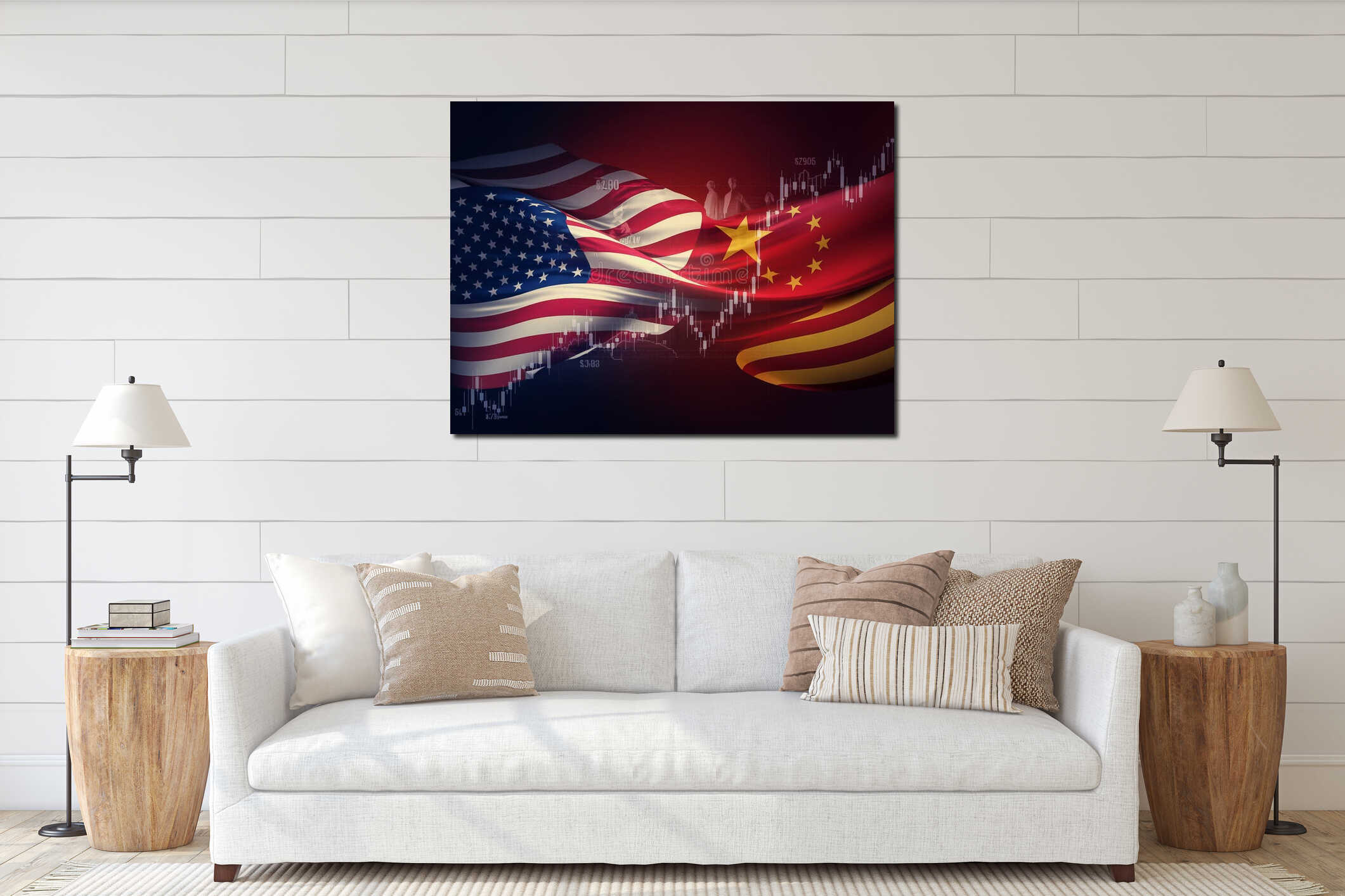 Canvas hanging interior mockup