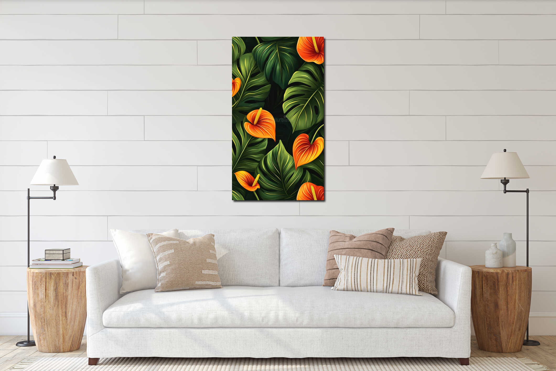 Canvas hanging interior mockup