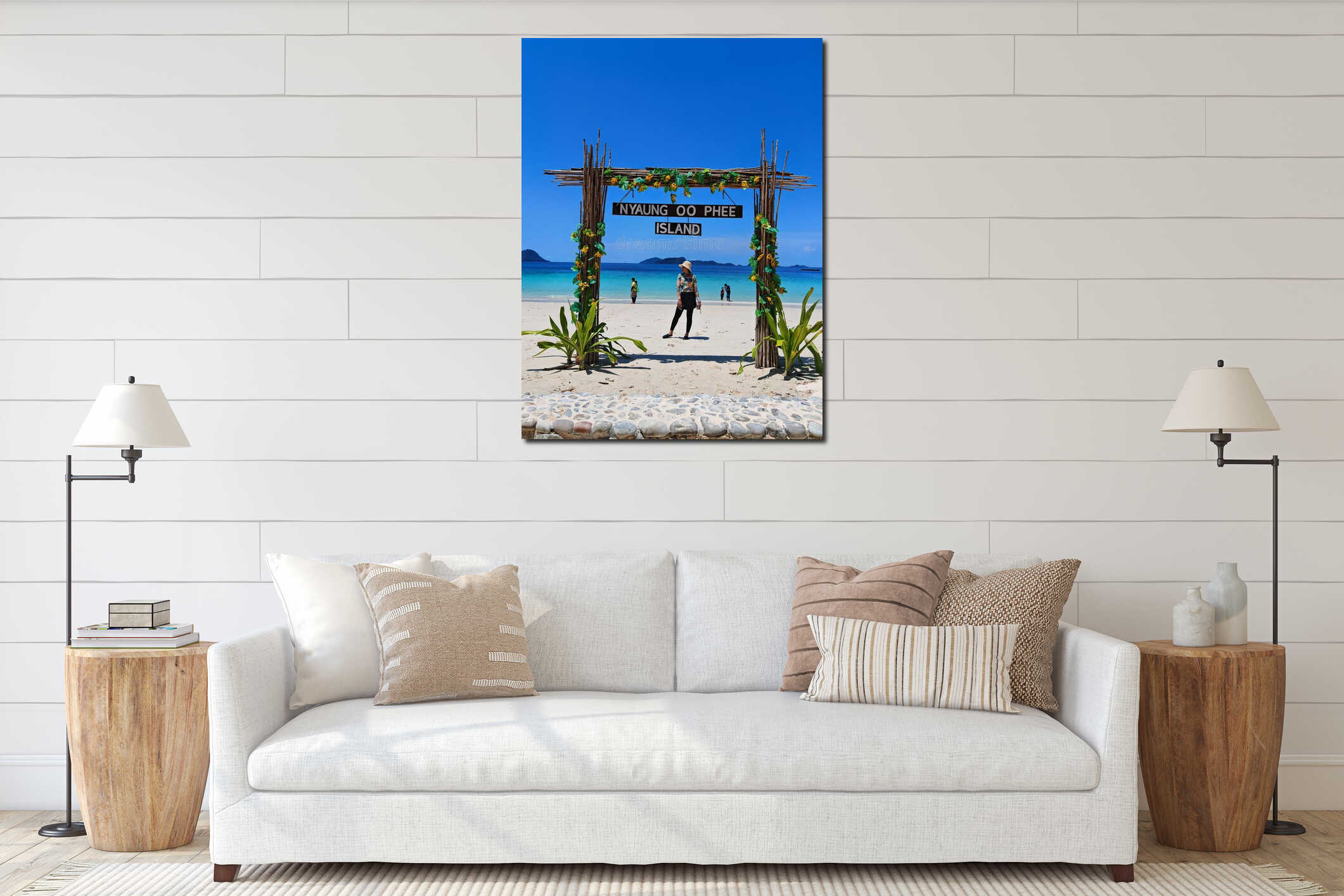 Canvas hanging interior mockup