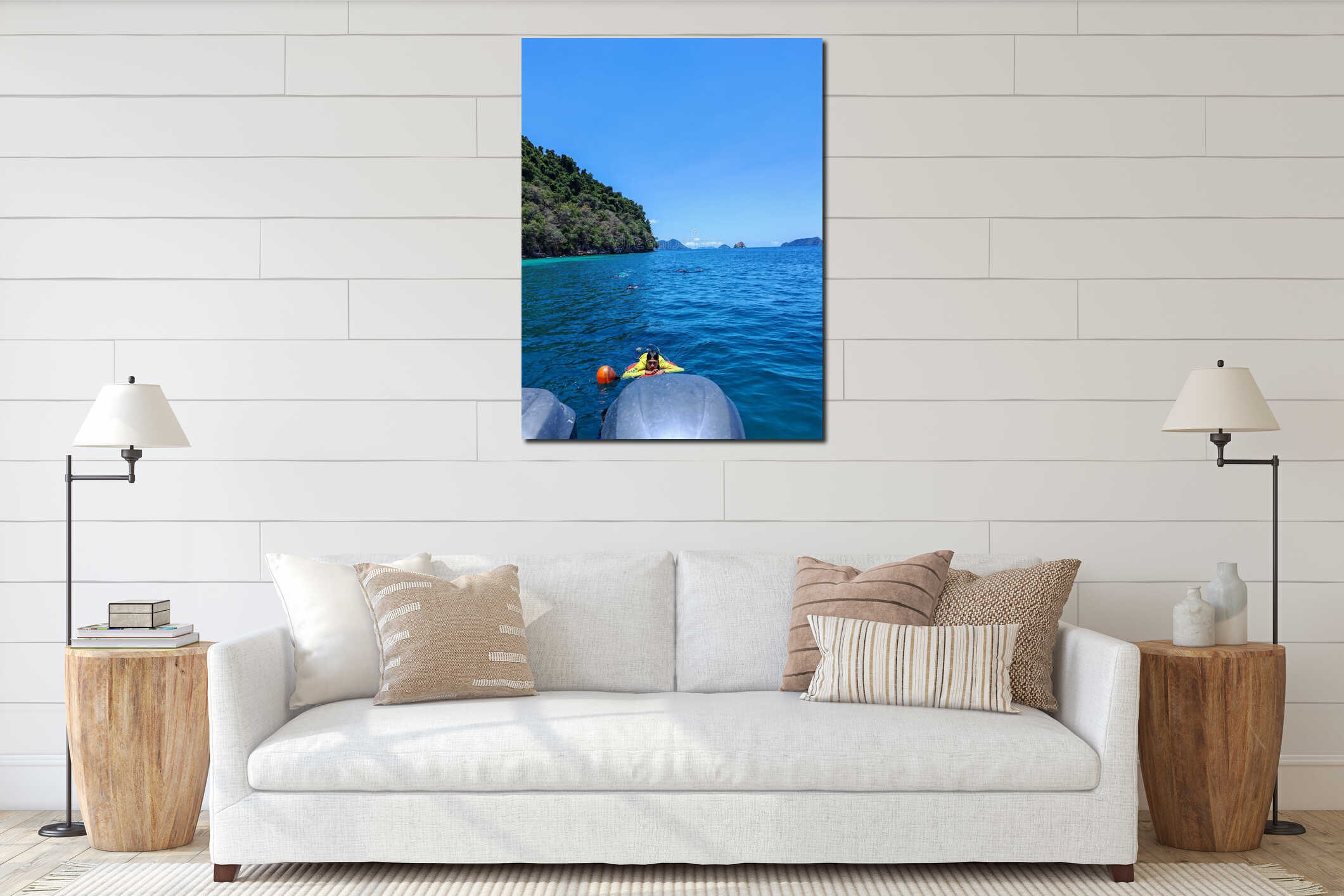 Canvas hanging interior mockup