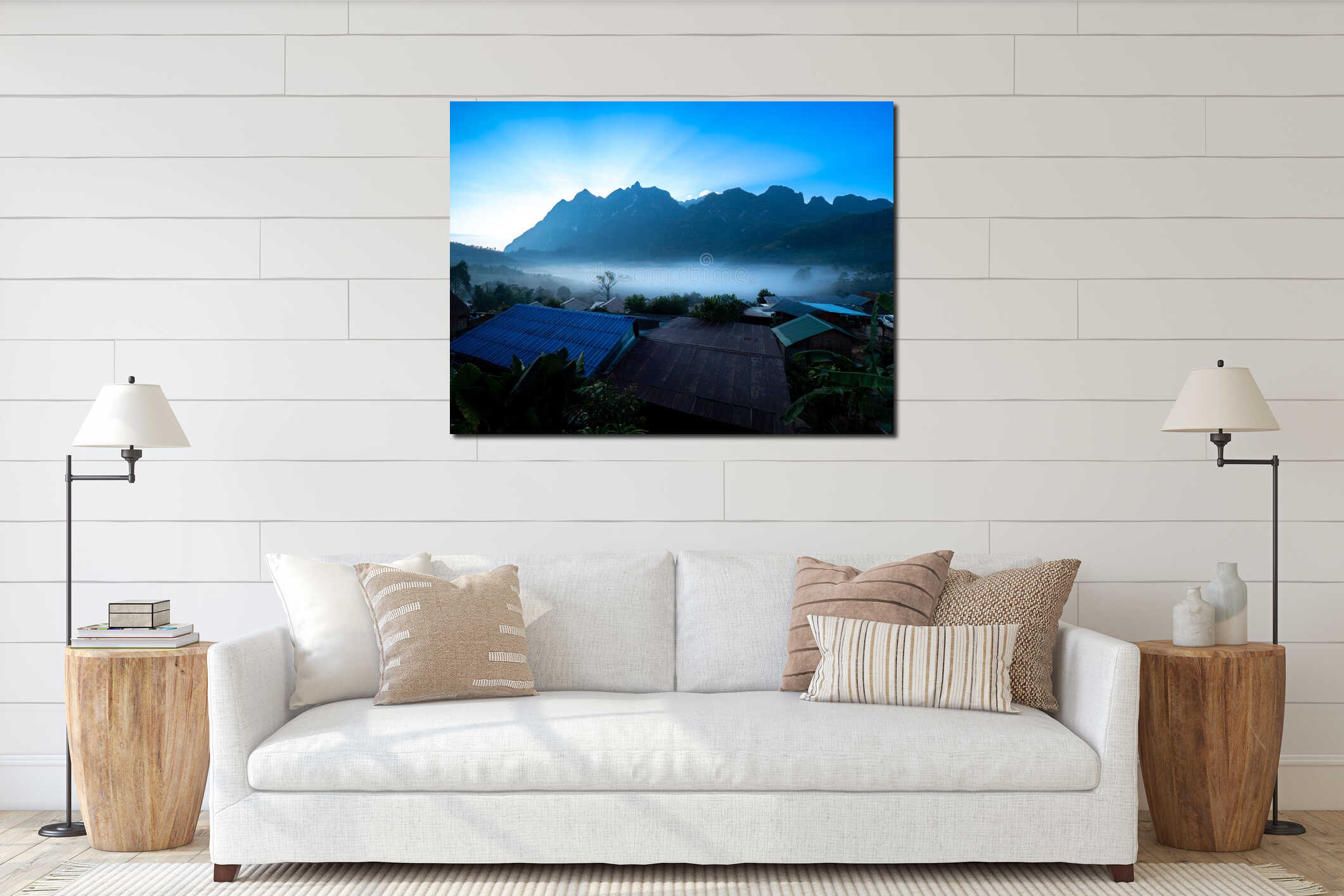 Canvas hanging interior mockup