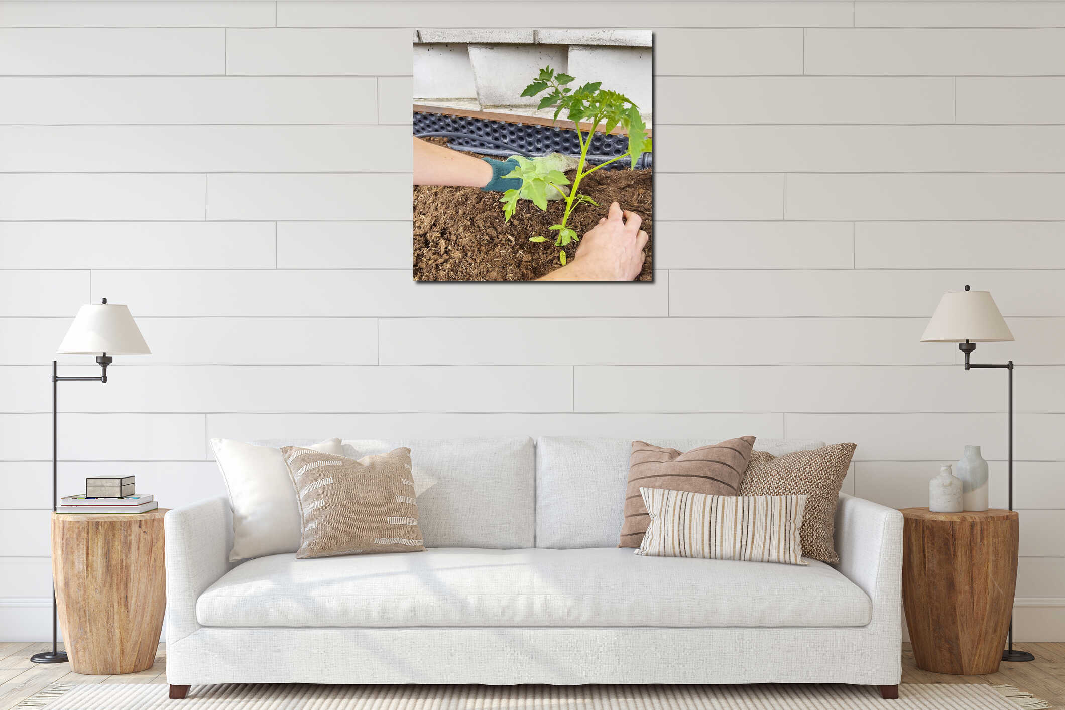Canvas hanging interior mockup