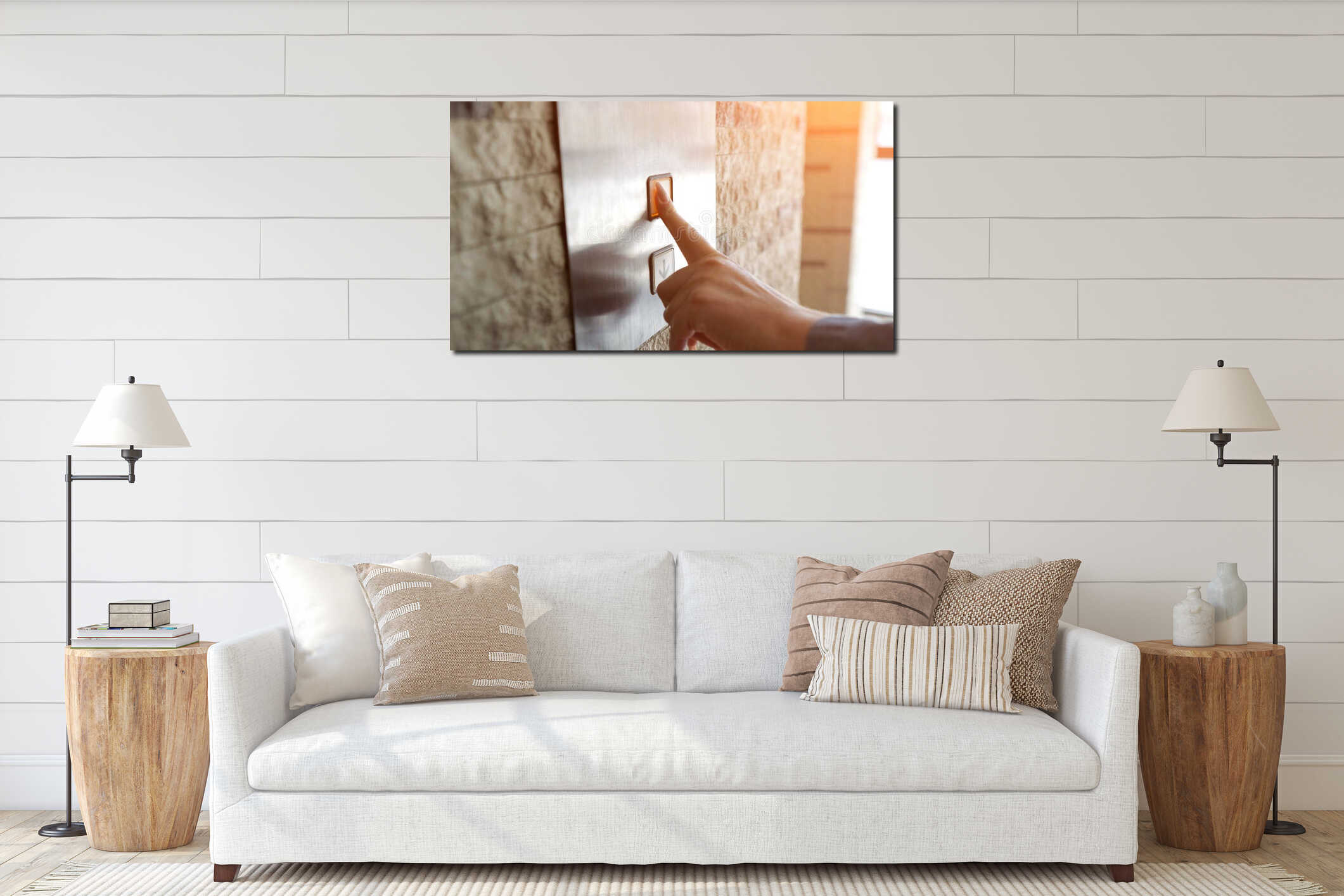 Canvas hanging interior mockup