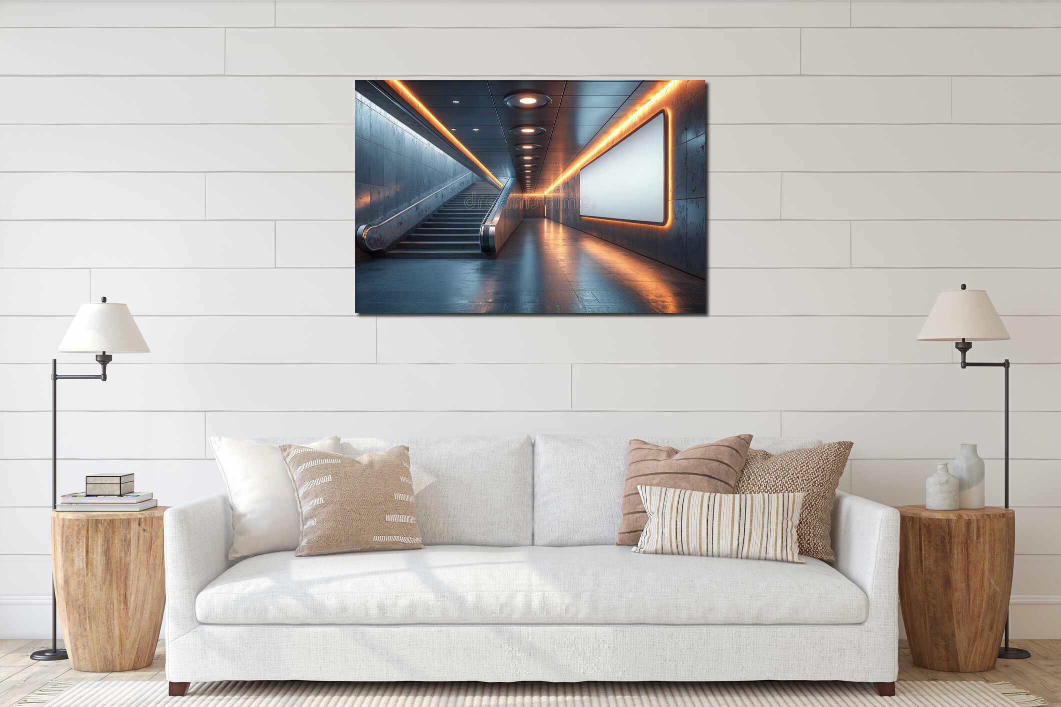 Canvas hanging interior mockup