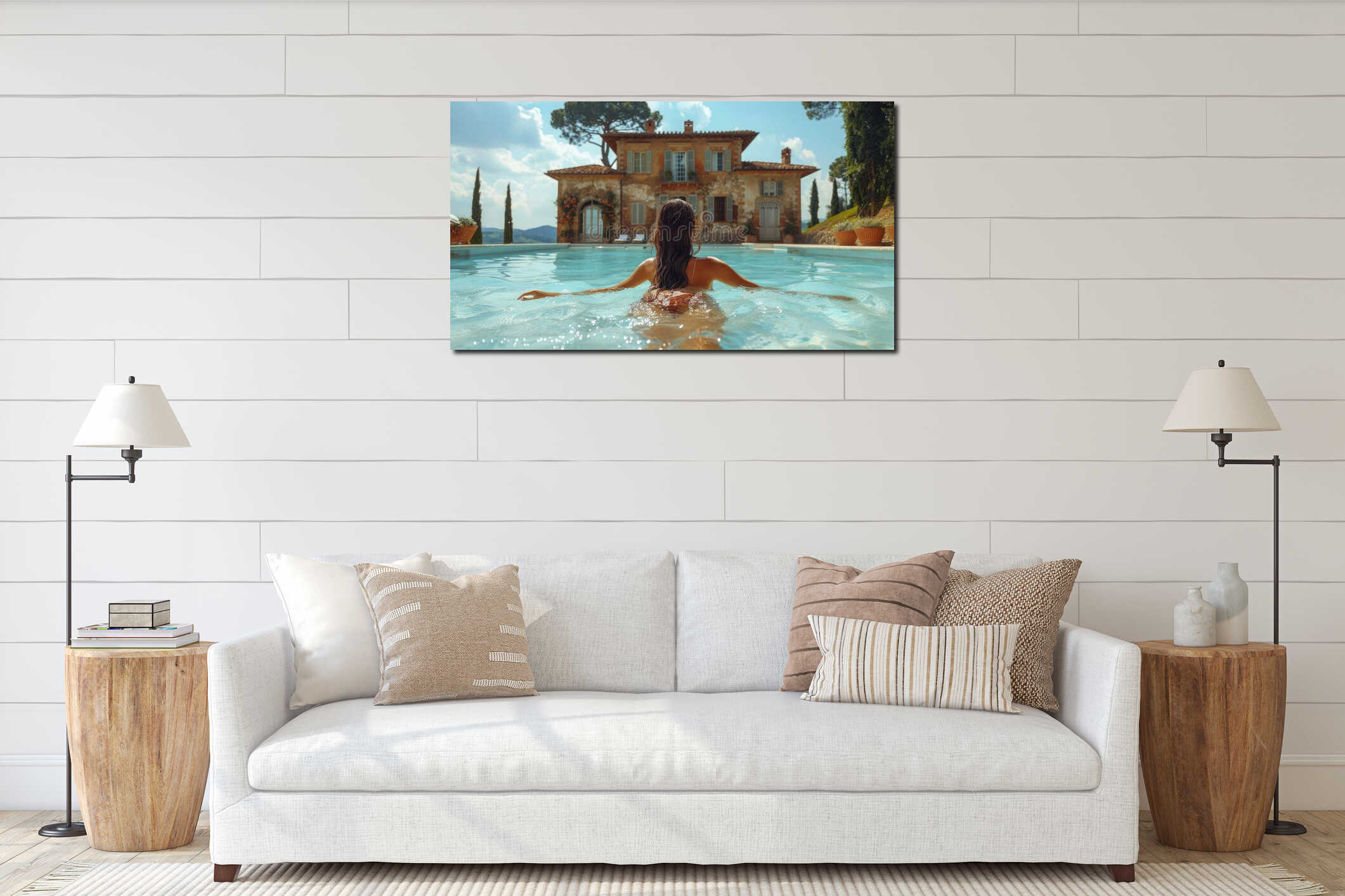 Canvas hanging interior mockup