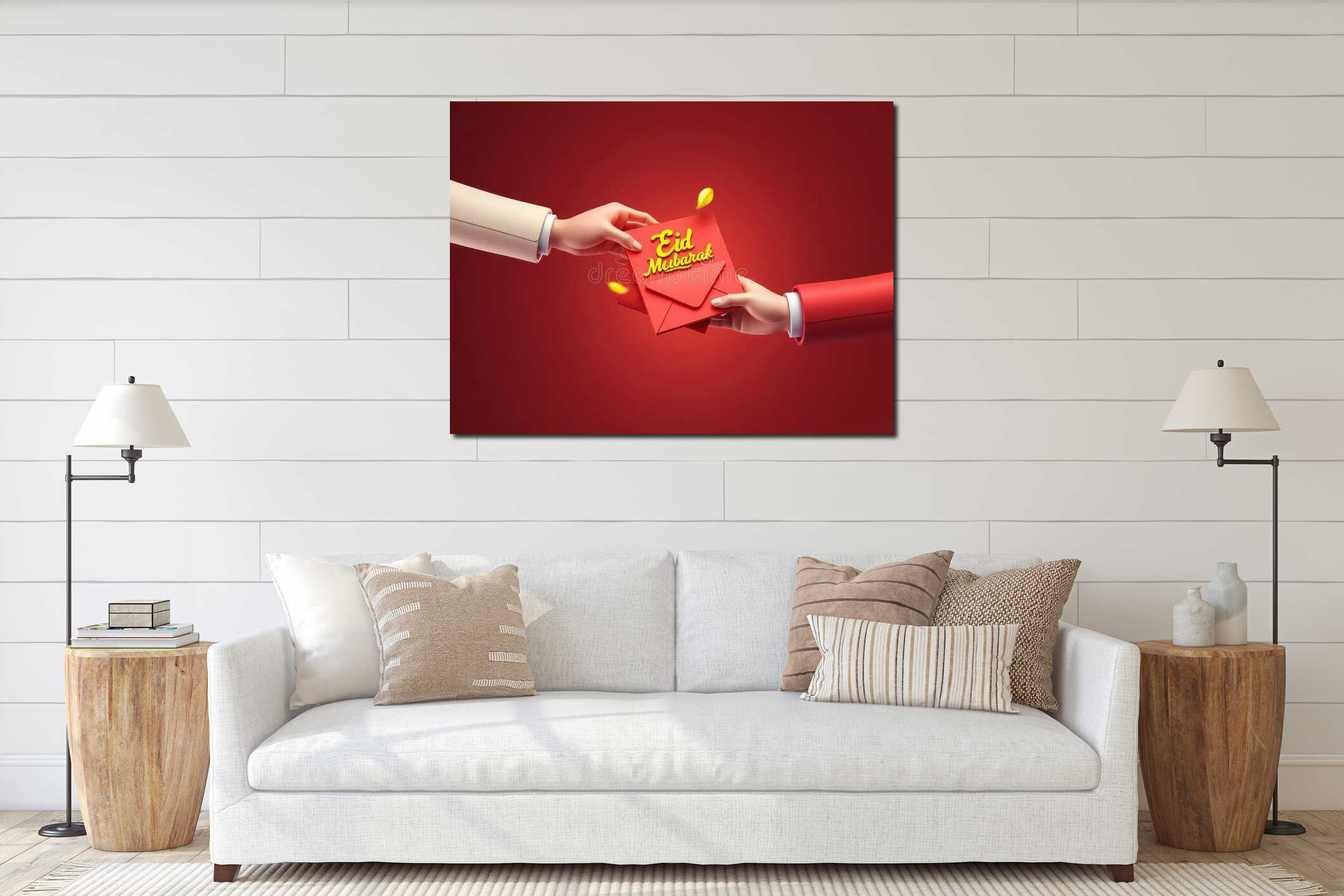 Canvas hanging interior mockup