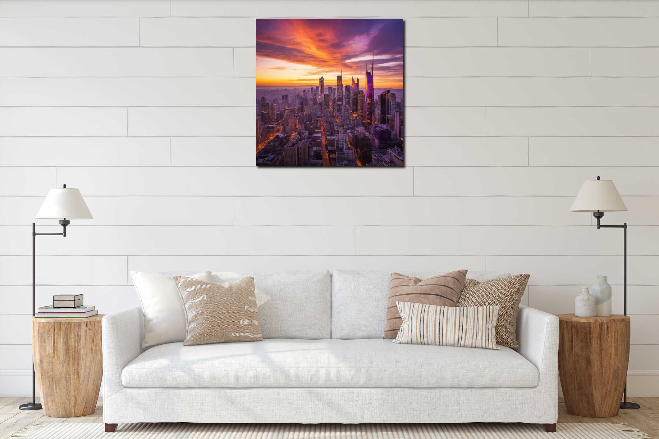 Canvas hanging interior mockup