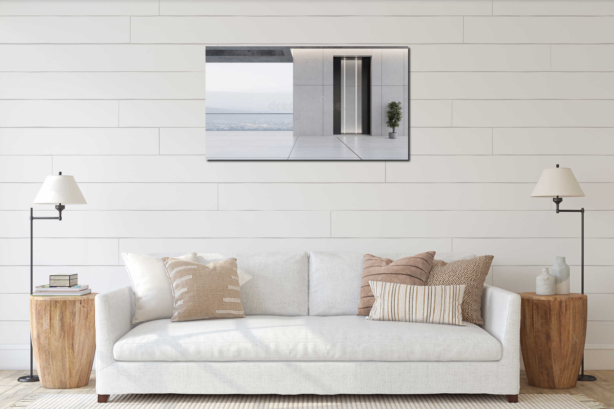 Canvas hanging interior mockup