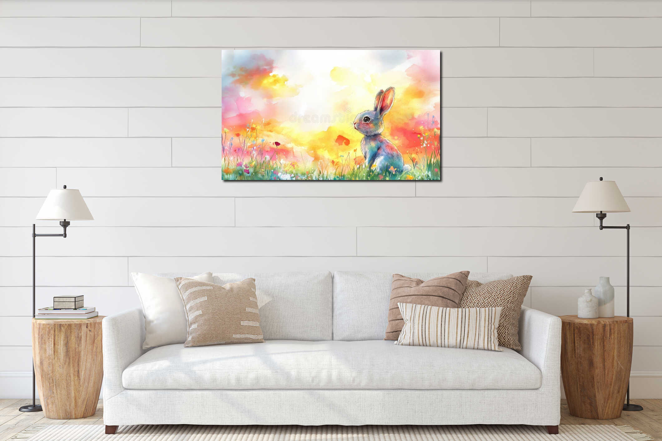 Canvas hanging interior mockup