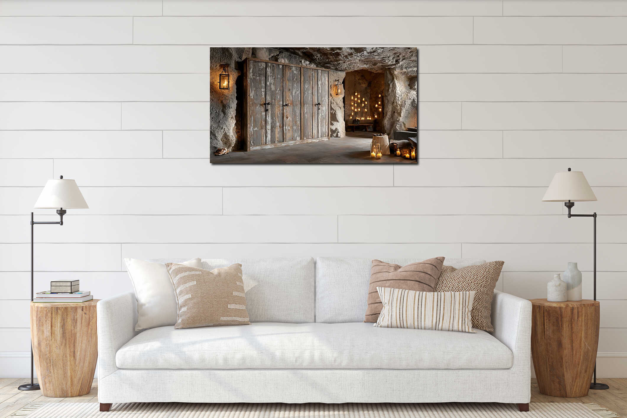 Canvas hanging interior mockup