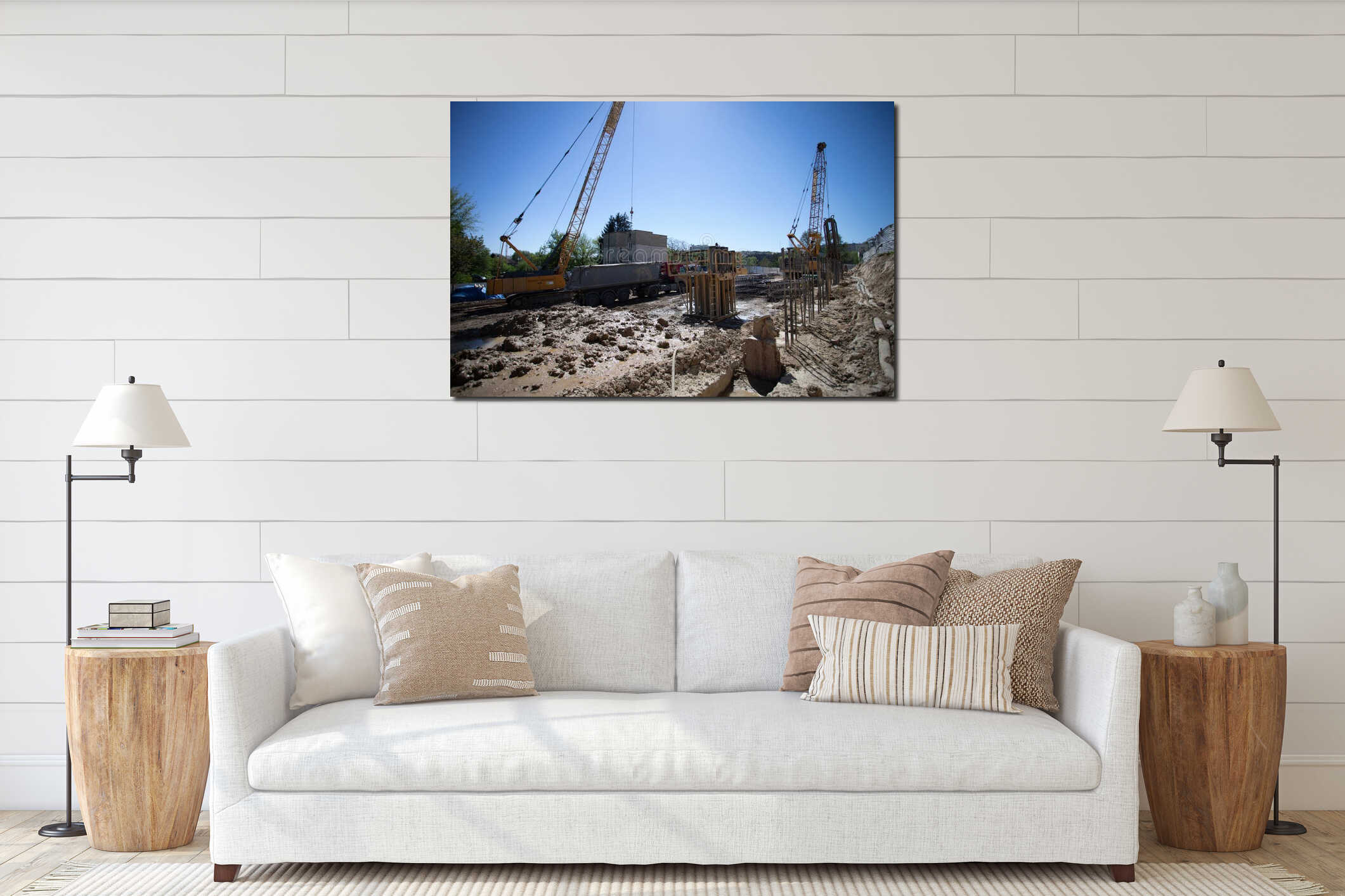 Canvas hanging interior mockup