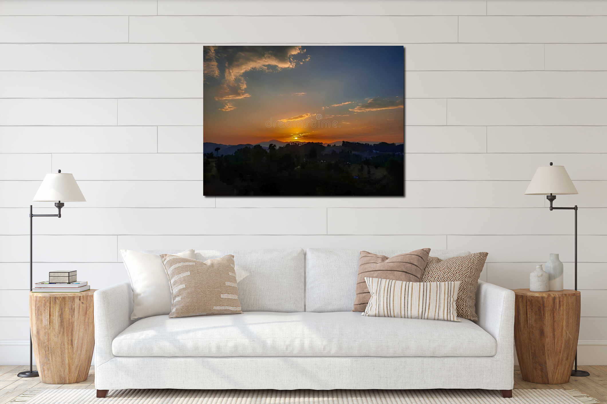 Canvas hanging interior mockup