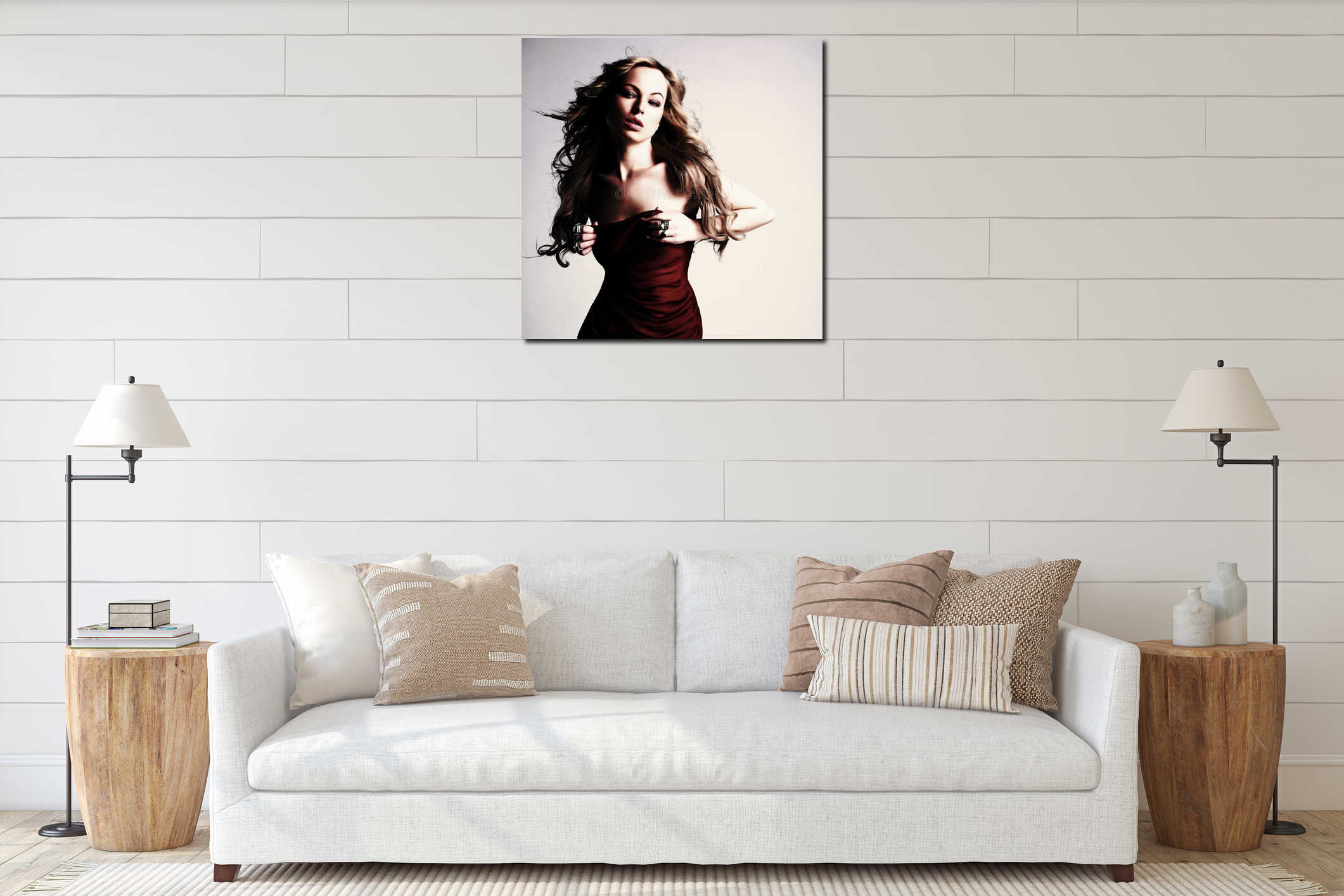 Canvas hanging interior mockup