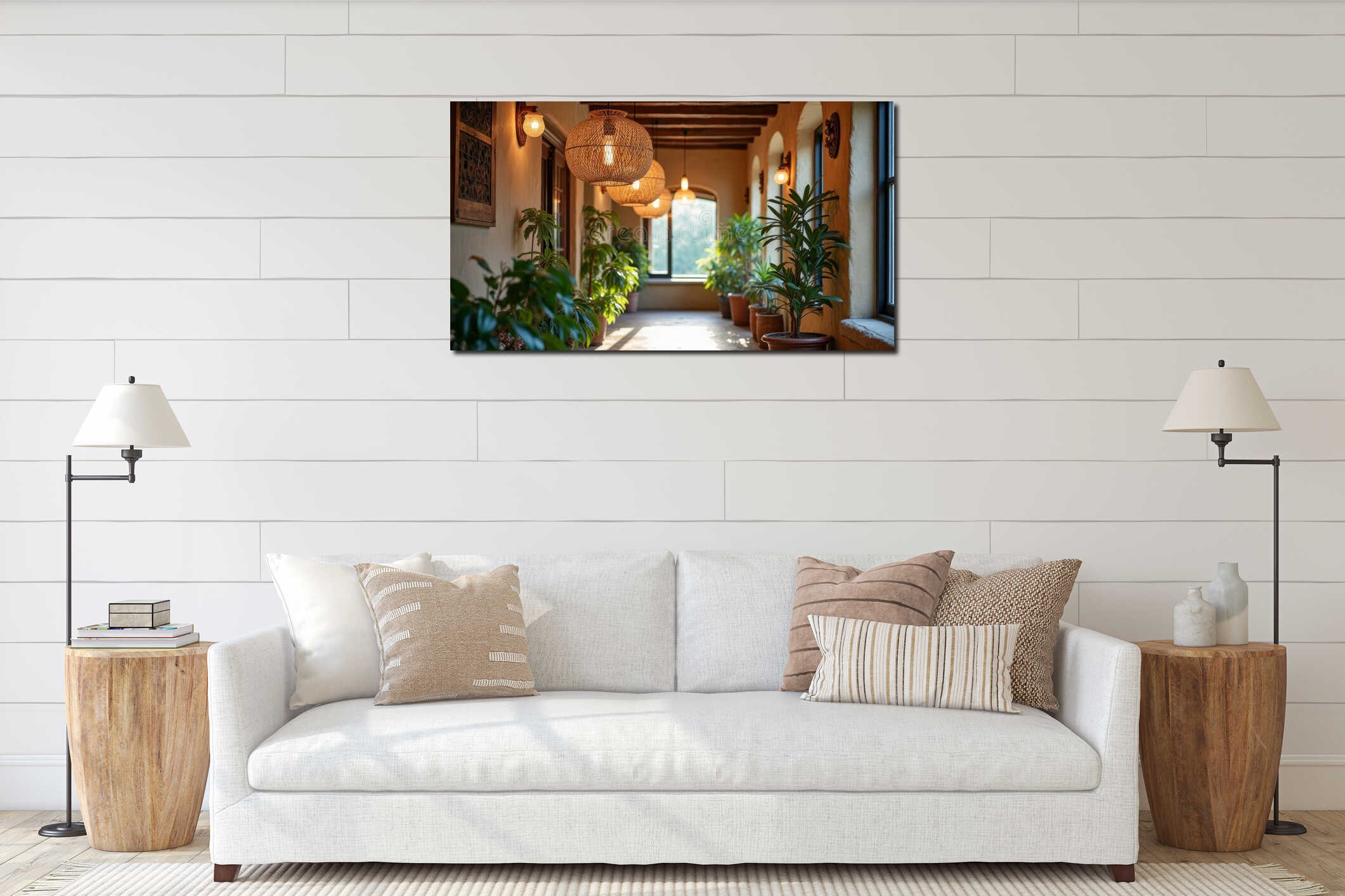 Canvas hanging interior mockup