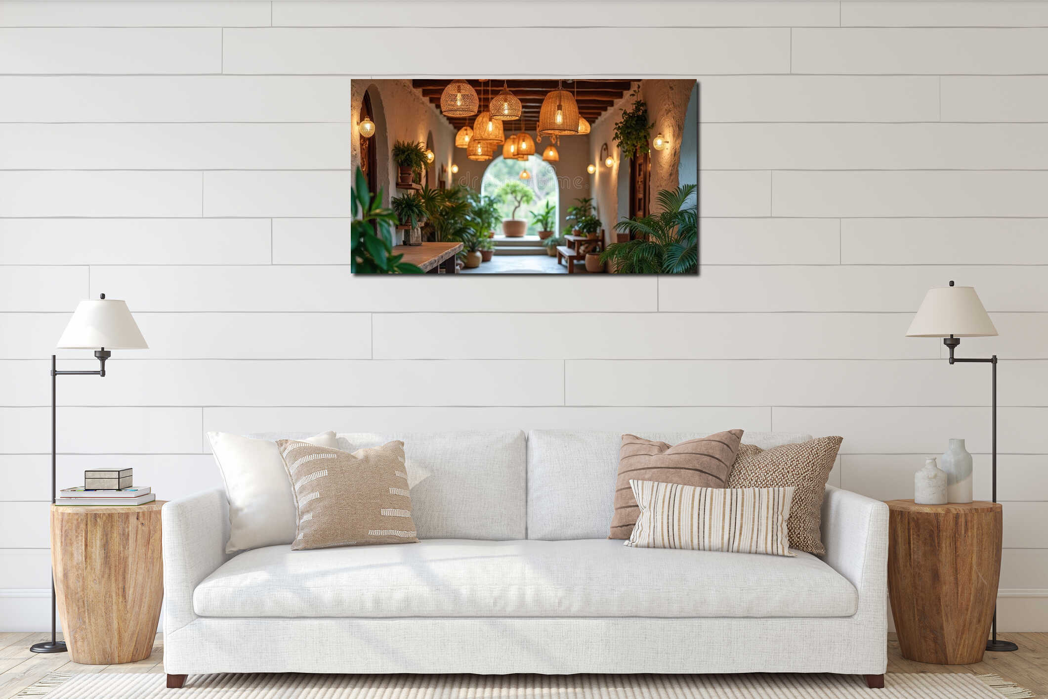 Canvas hanging interior mockup