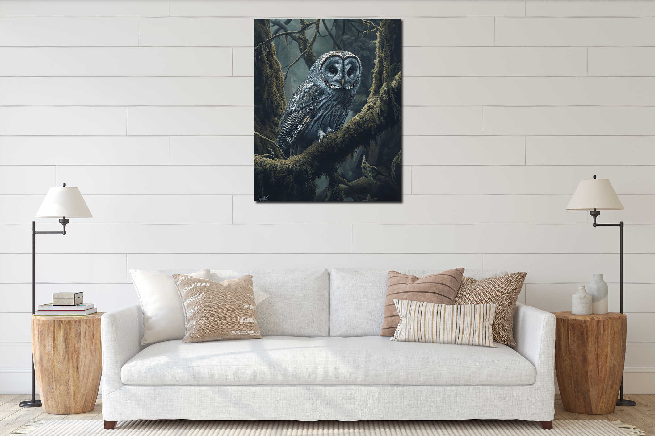 Canvas hanging interior mockup