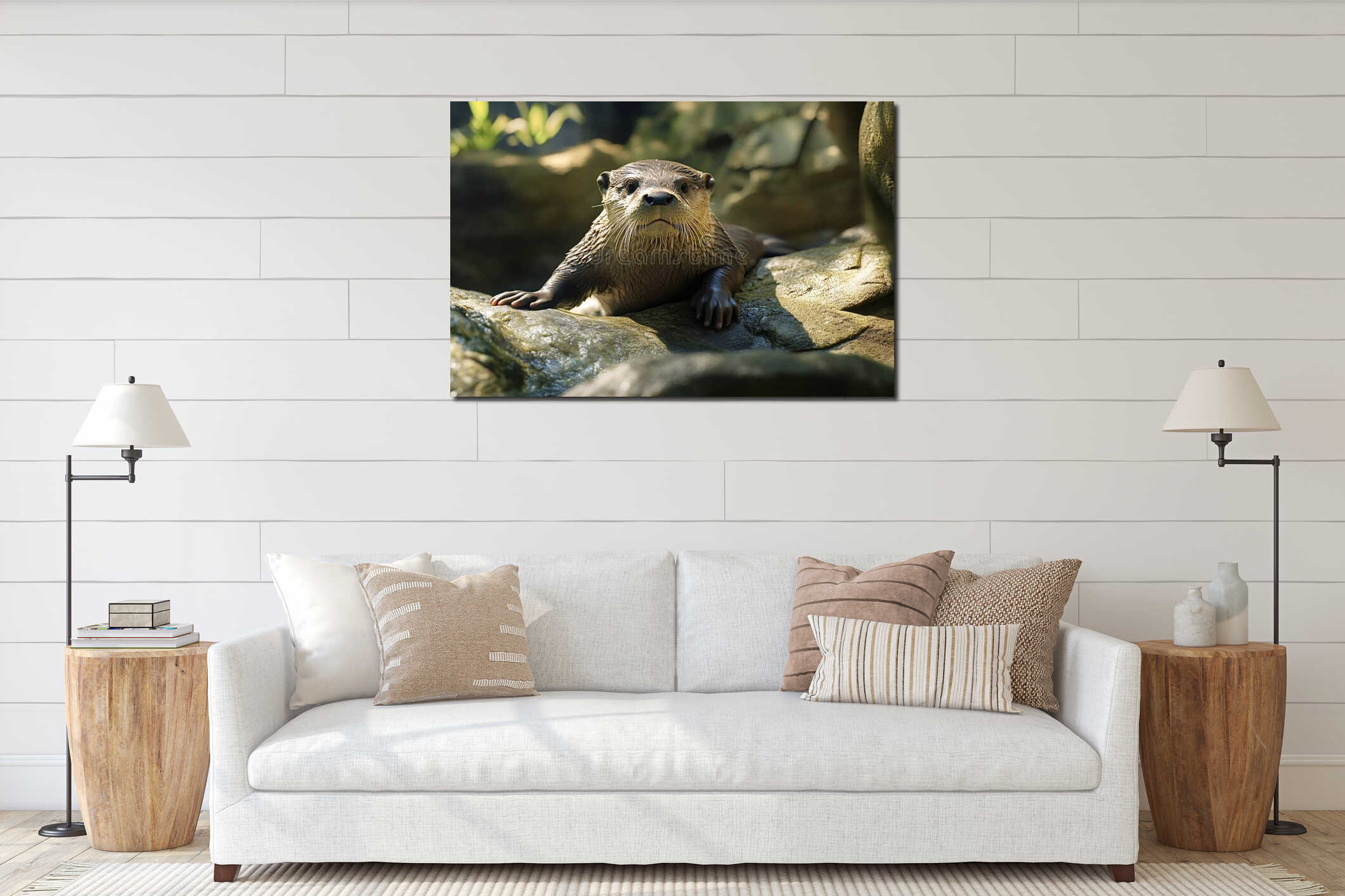 Canvas hanging interior mockup