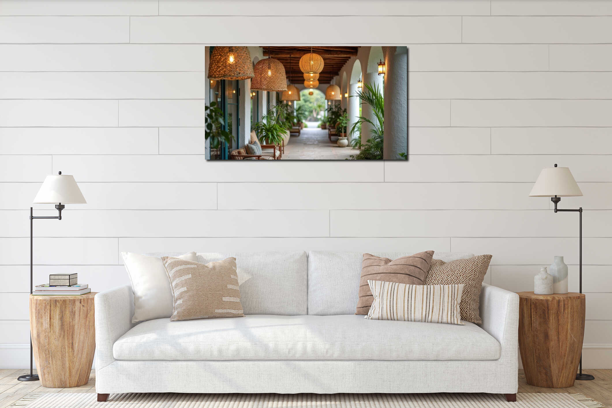 Canvas hanging interior mockup