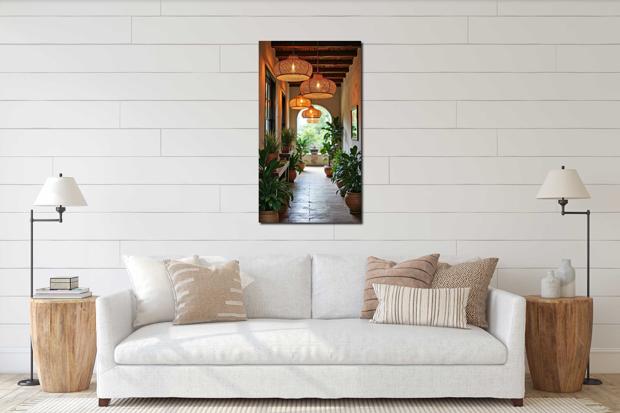 Canvas hanging interior mockup
