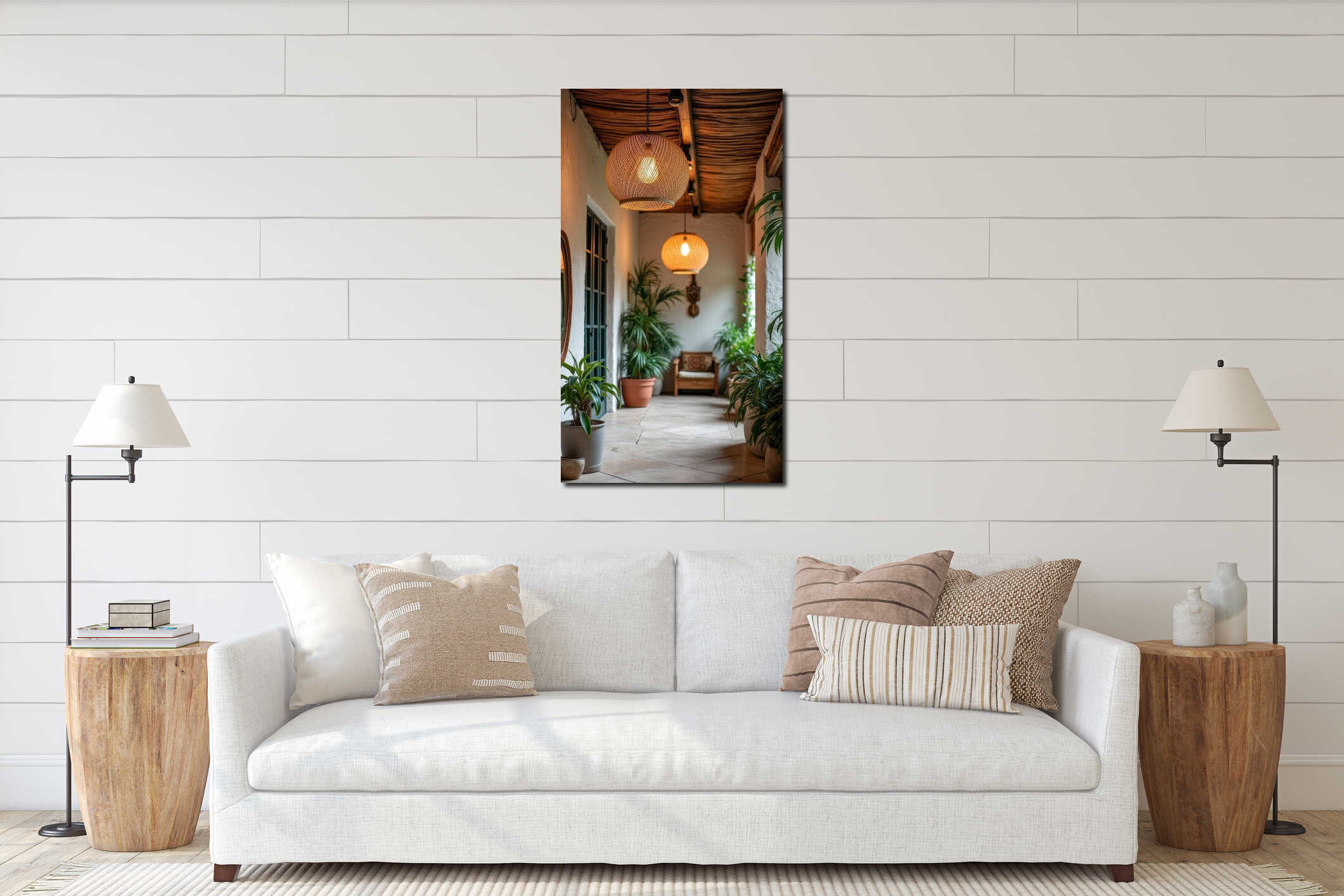Canvas hanging interior mockup
