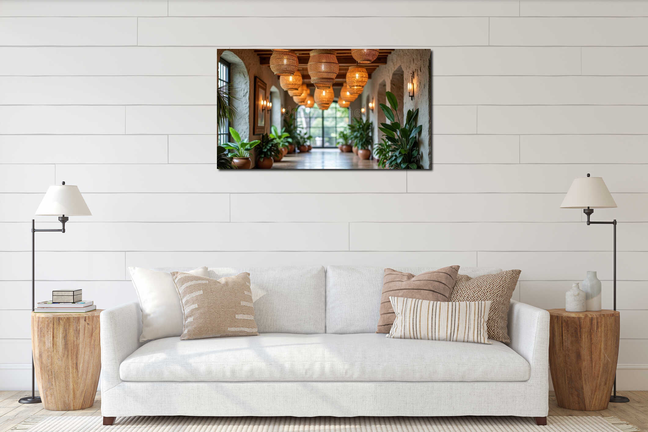 Canvas hanging interior mockup