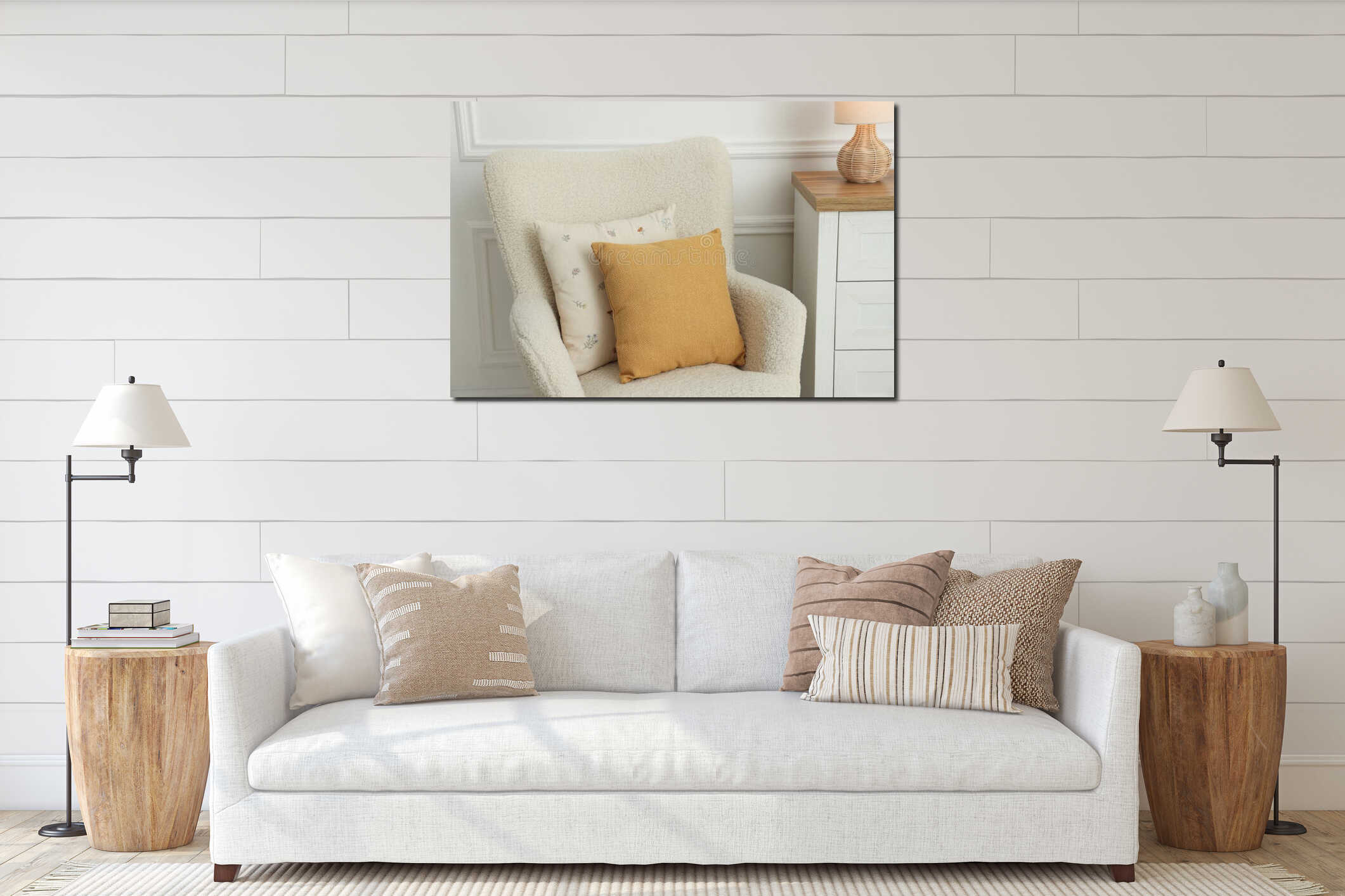 Canvas hanging interior mockup