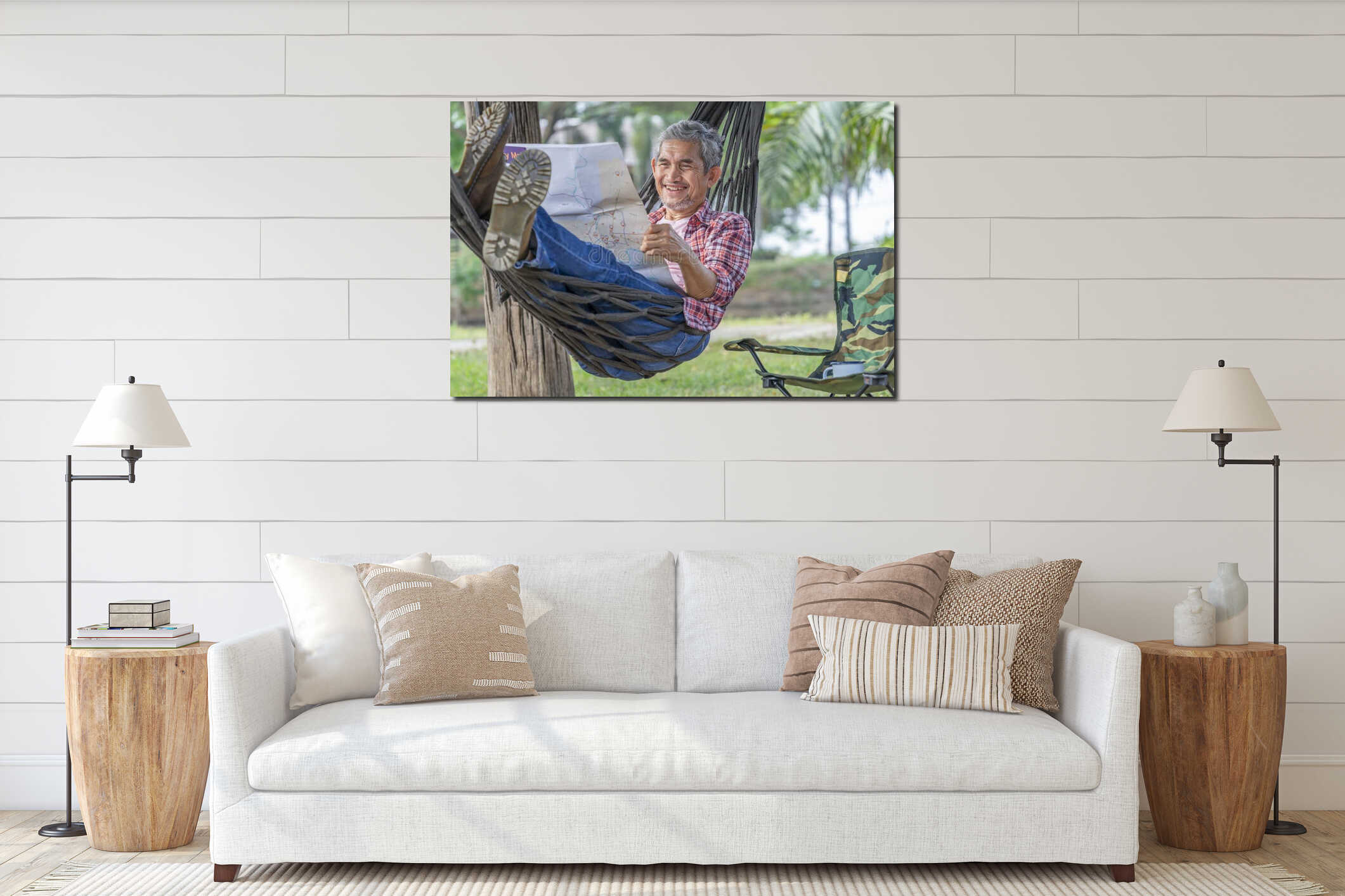Canvas hanging interior mockup