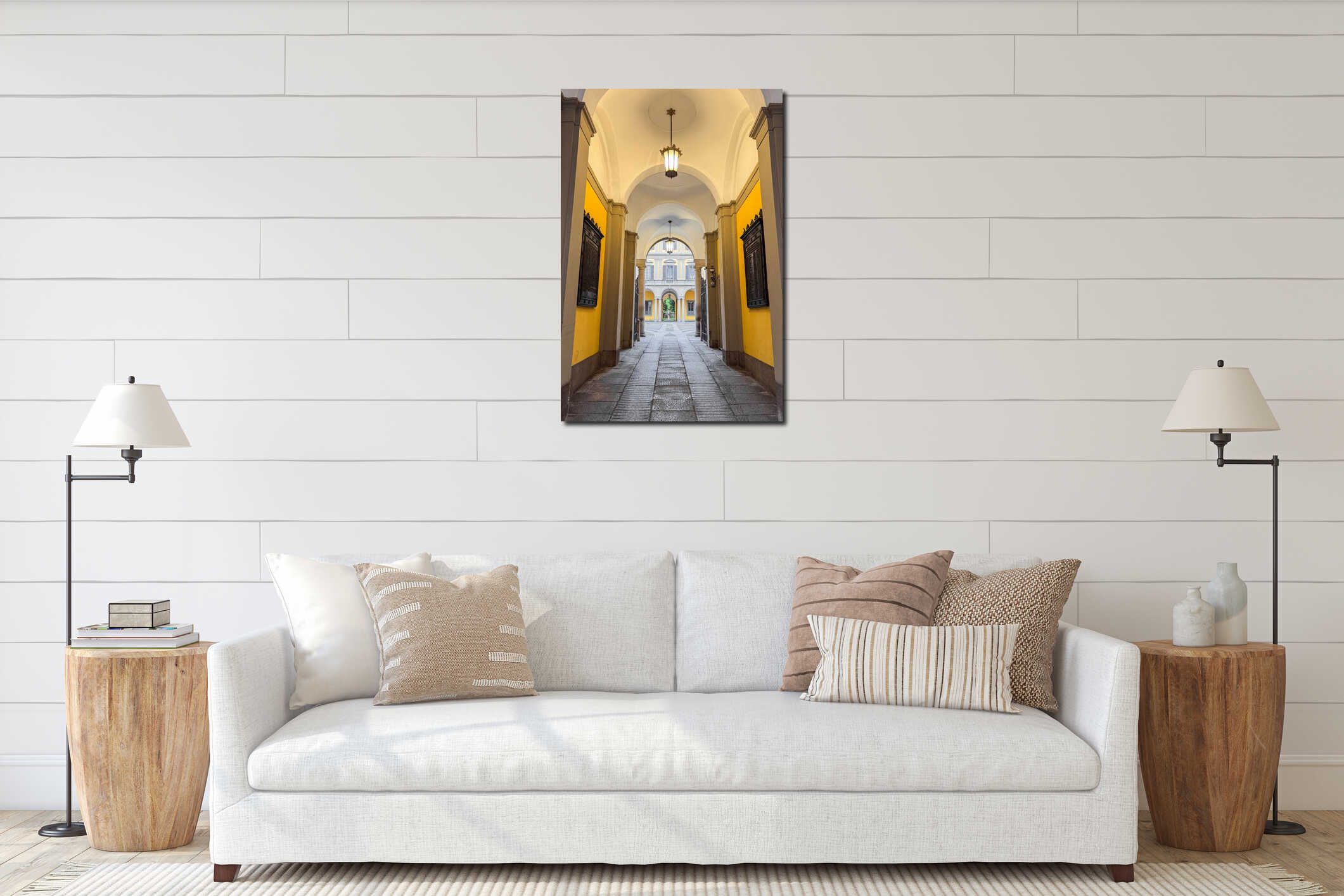 Canvas hanging interior mockup