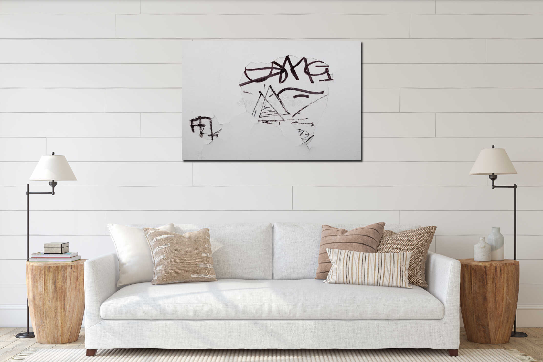 Canvas hanging interior mockup