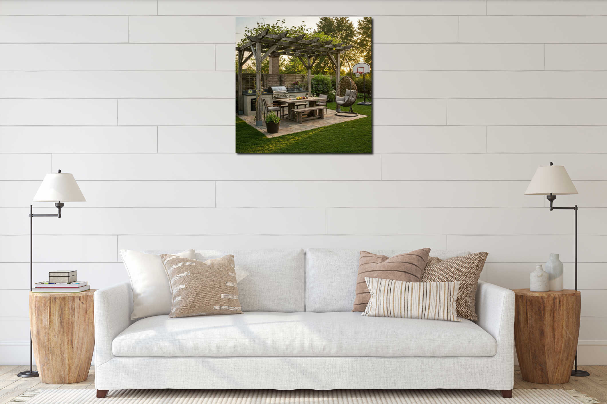 Canvas hanging interior mockup