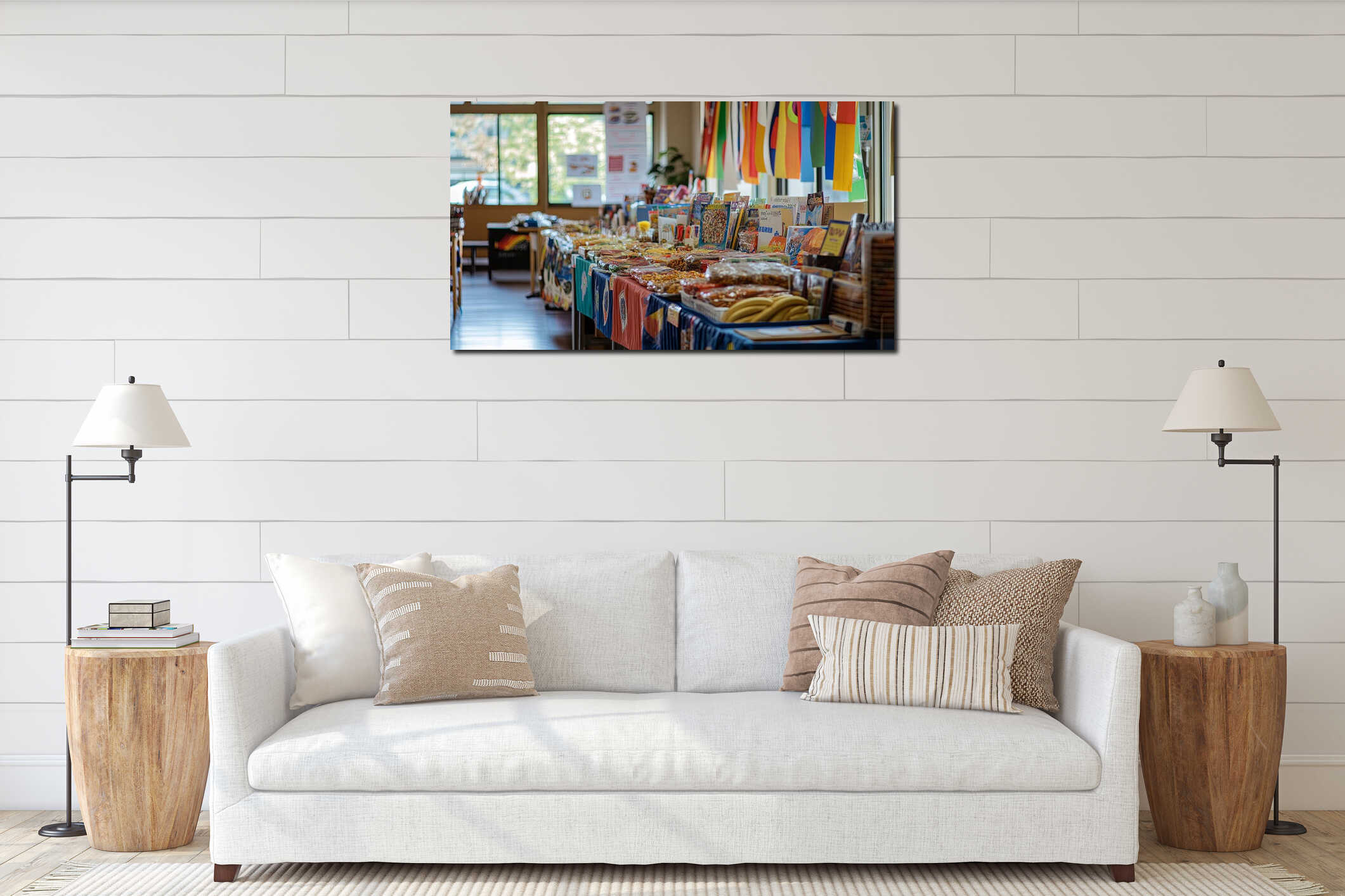 Canvas hanging interior mockup