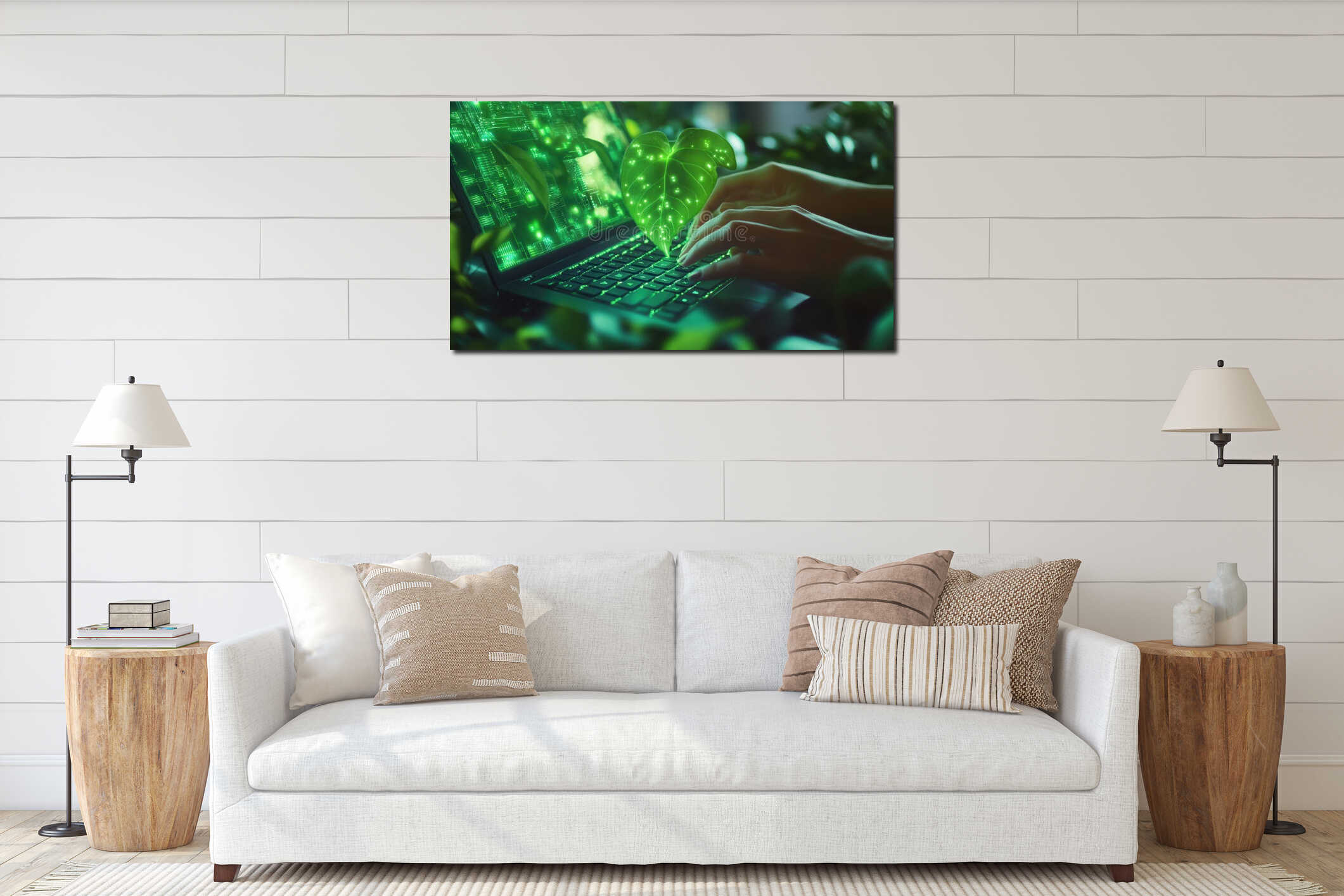 Canvas hanging interior mockup