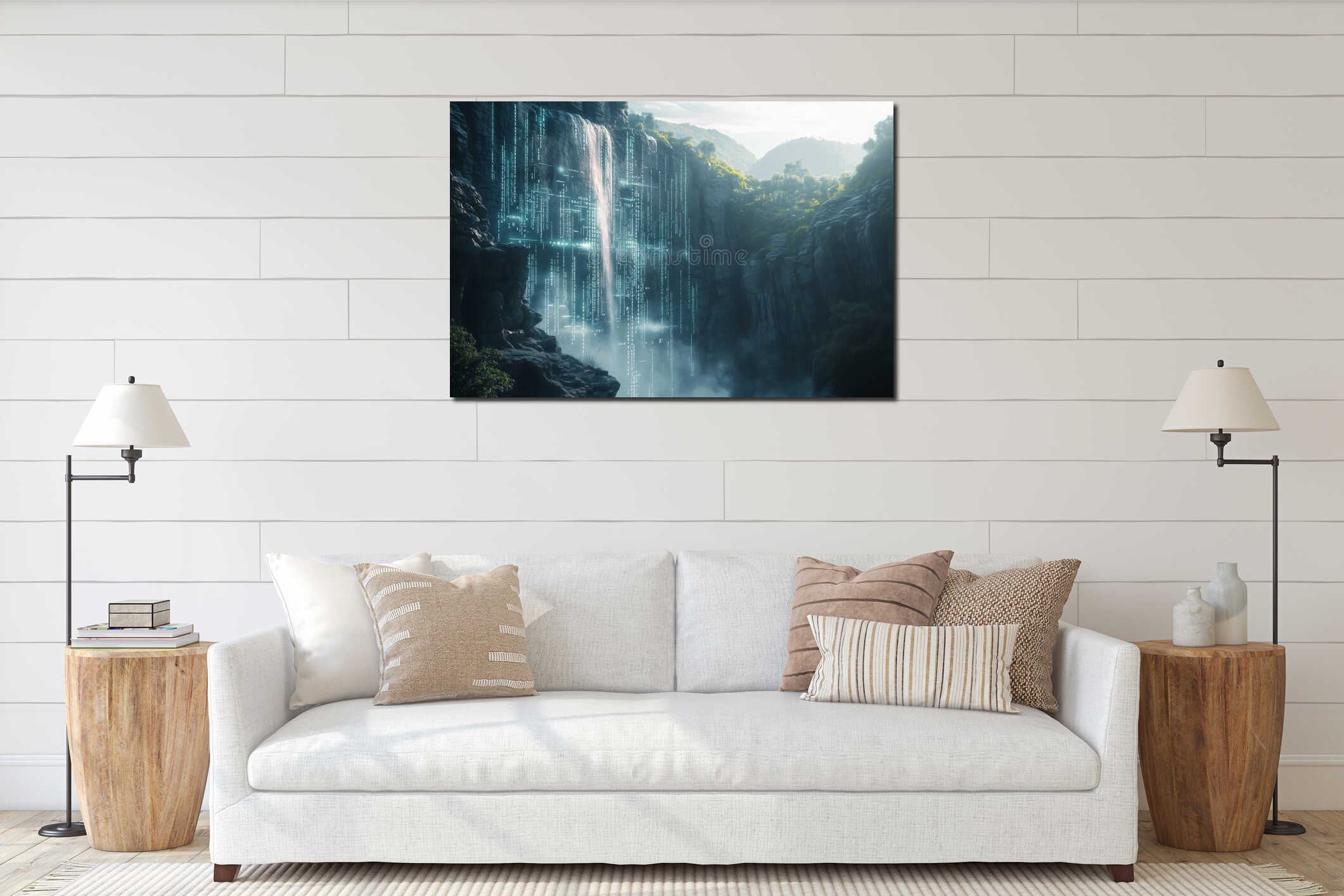 Canvas hanging interior mockup