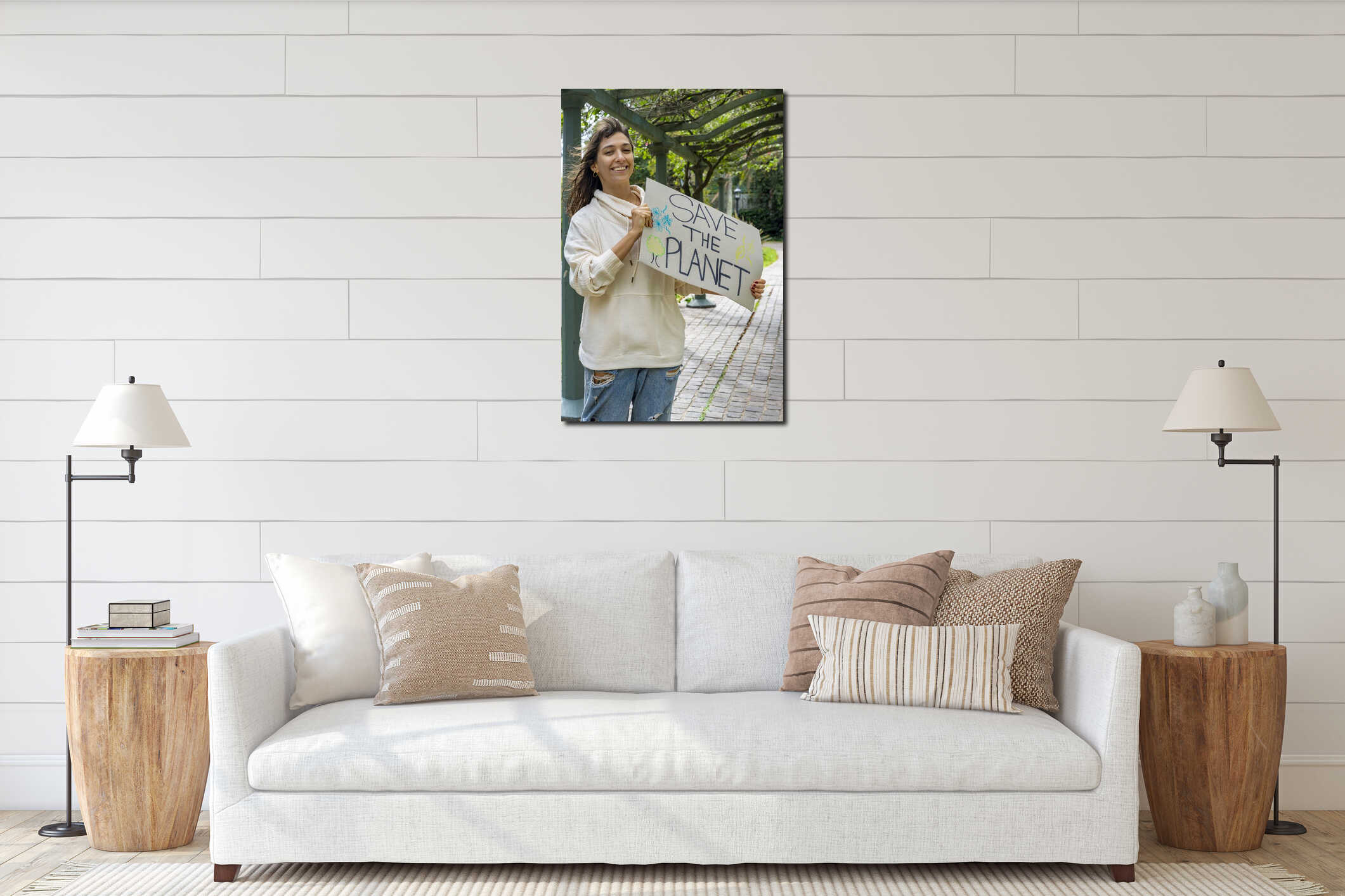 Canvas hanging interior mockup