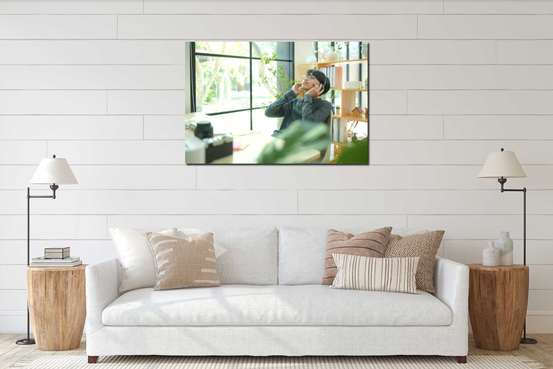 Canvas hanging interior mockup