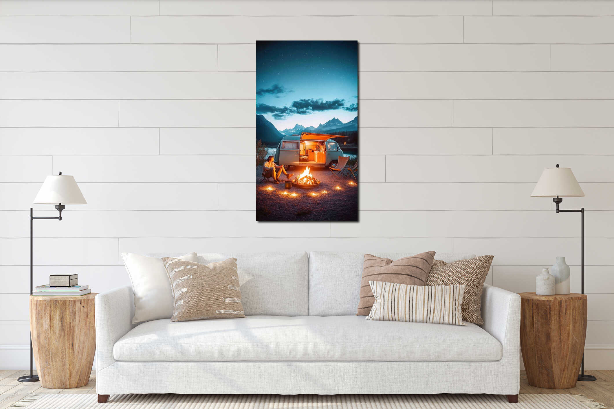 Canvas hanging interior mockup