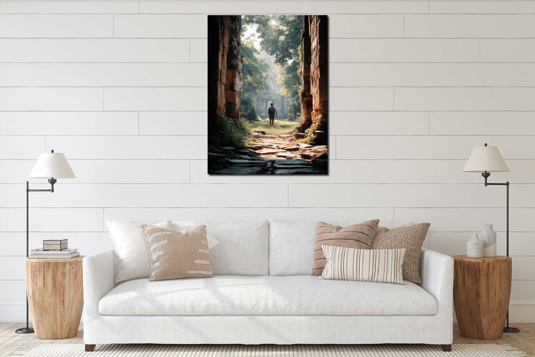 Canvas hanging interior mockup