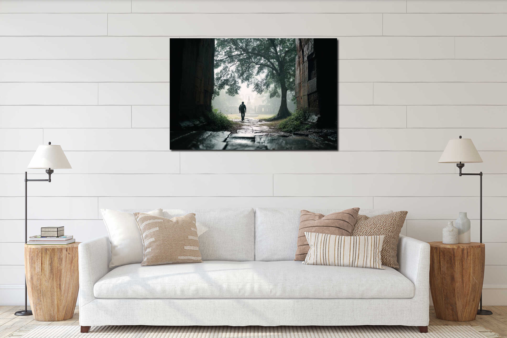 Canvas hanging interior mockup
