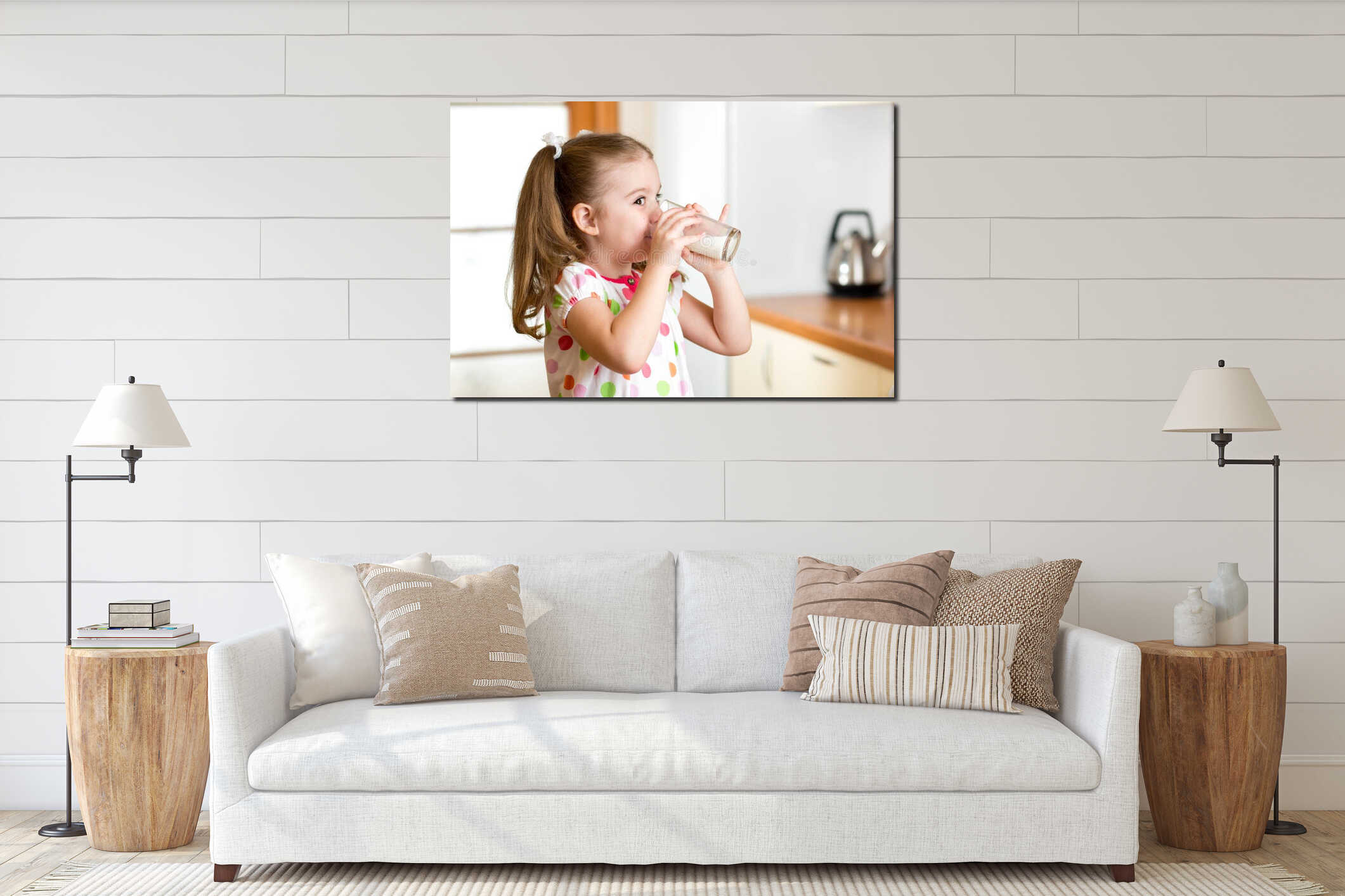 Canvas hanging interior mockup