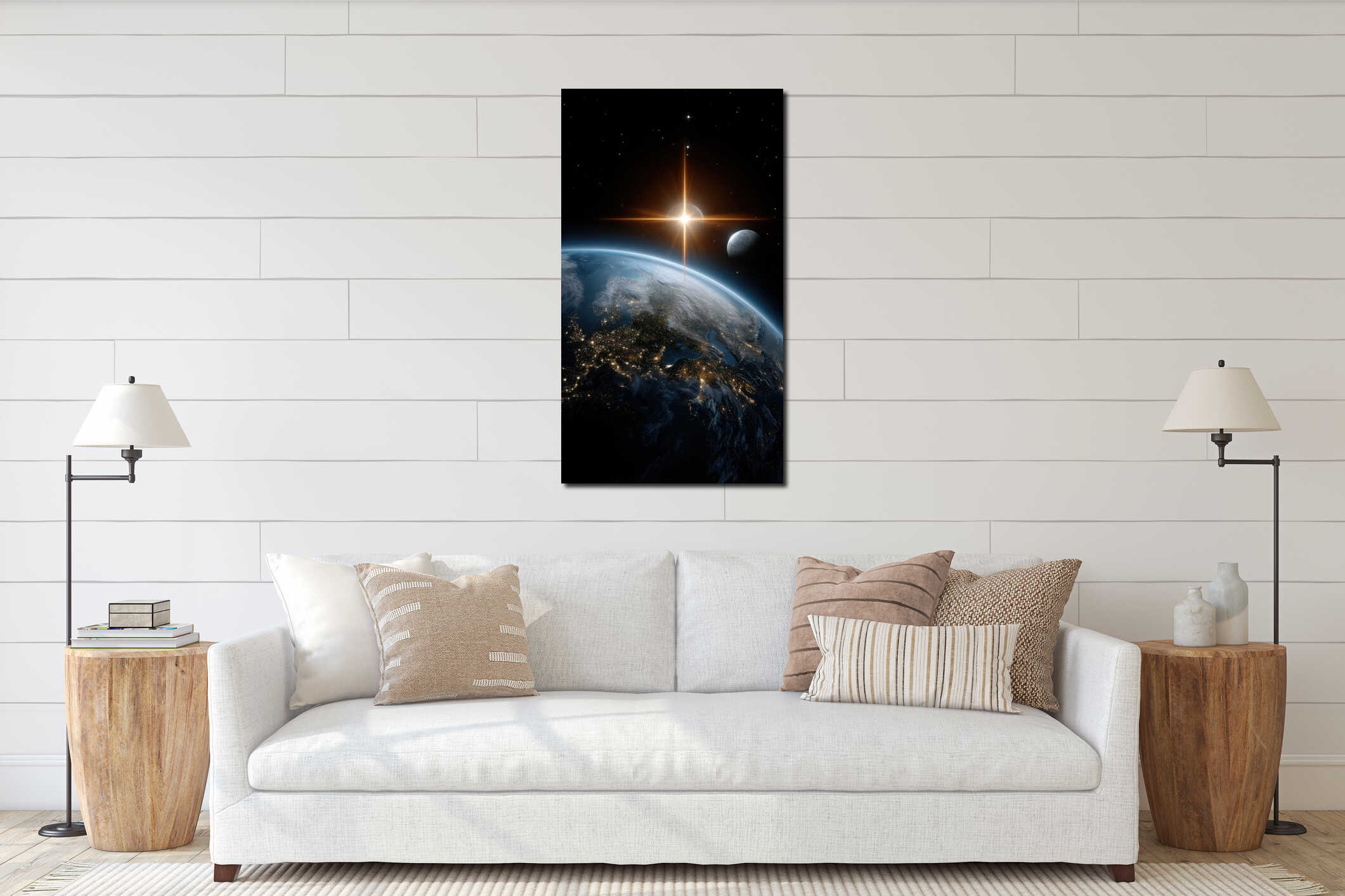 Canvas hanging interior mockup